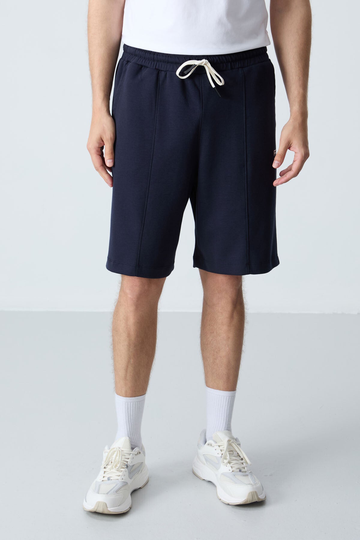 Navy Blue Cotton Thick Soft Textured Standard Fit Basic Men's Shorts - 81277
