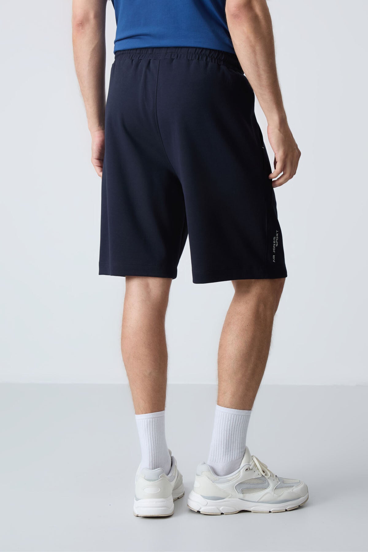 Navy Blue Cotton Thick Soft Textured Standard Fit Basic Men's Shorts - 81278