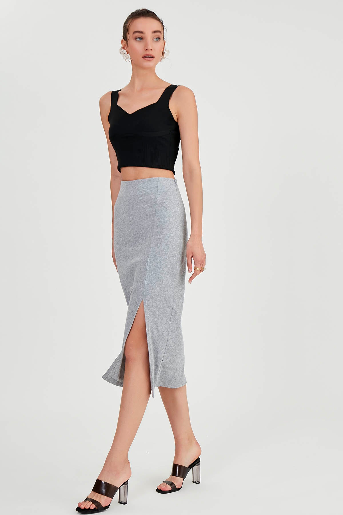 MIDI HEIGHT SKIRT WITH SPLIT