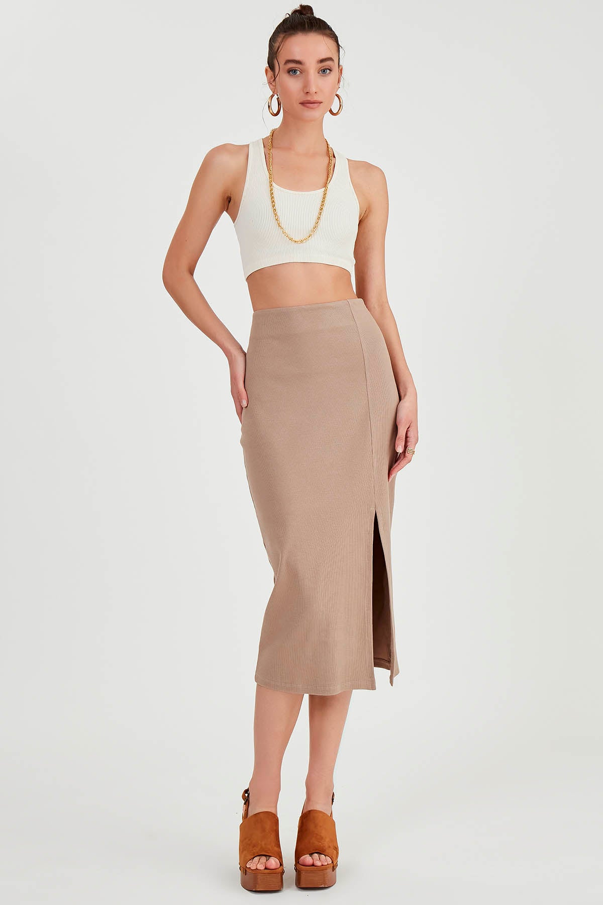 MIDI HEIGHT SKIRT WITH SPLIT