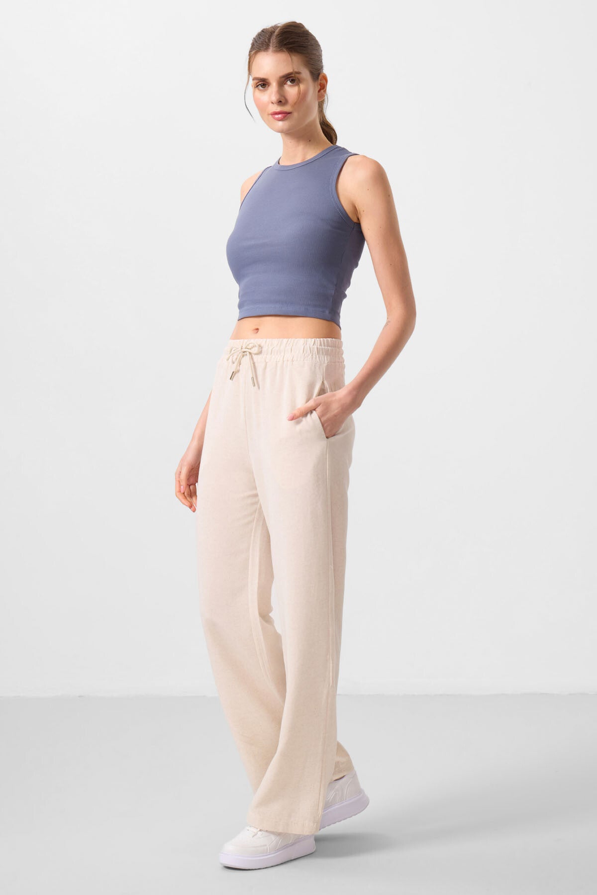 Wide Leg Comfortable Fit Women's Palazzo Trousers - 94675