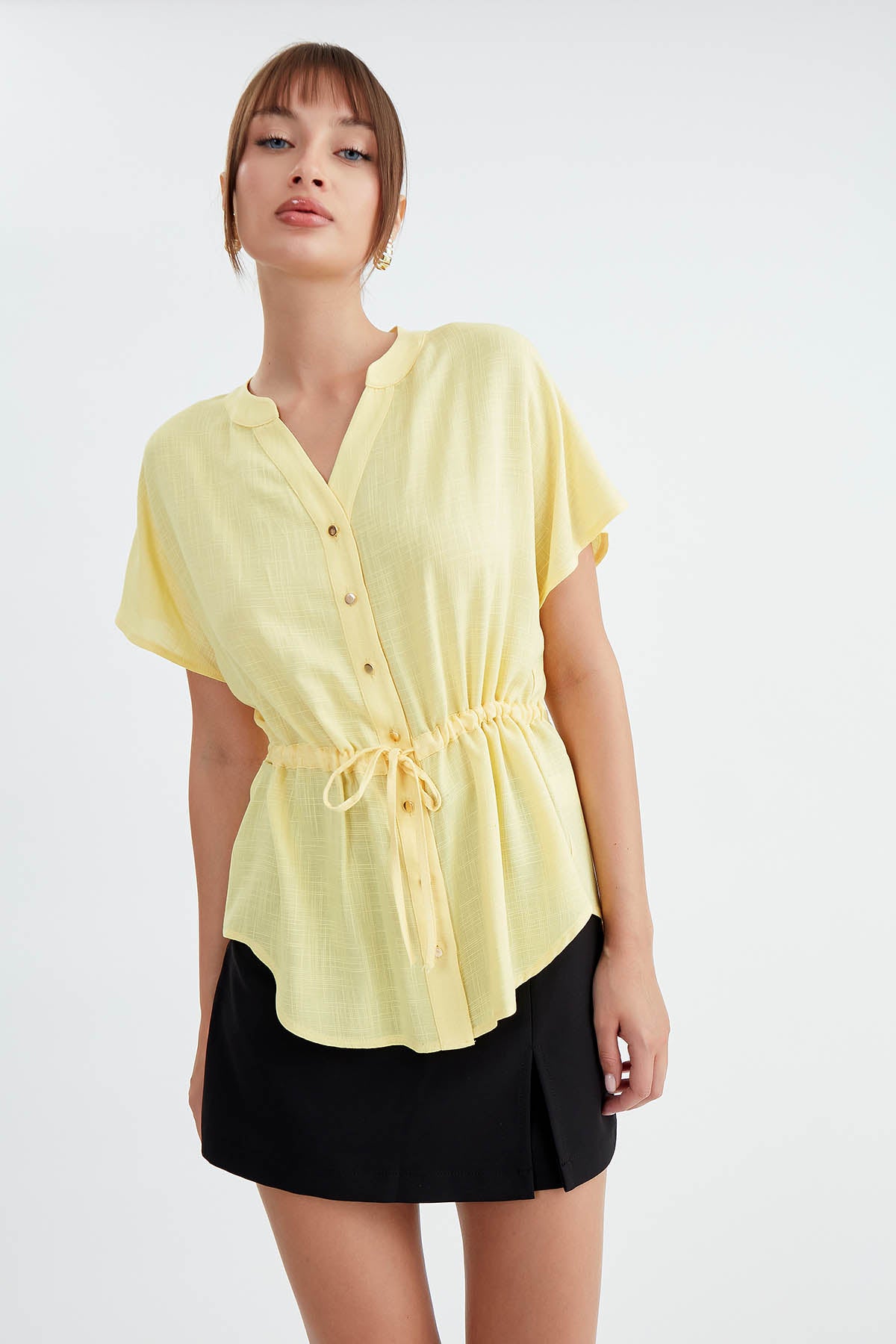 VISCOSE LINEN BLOUSE WITH THE BENT