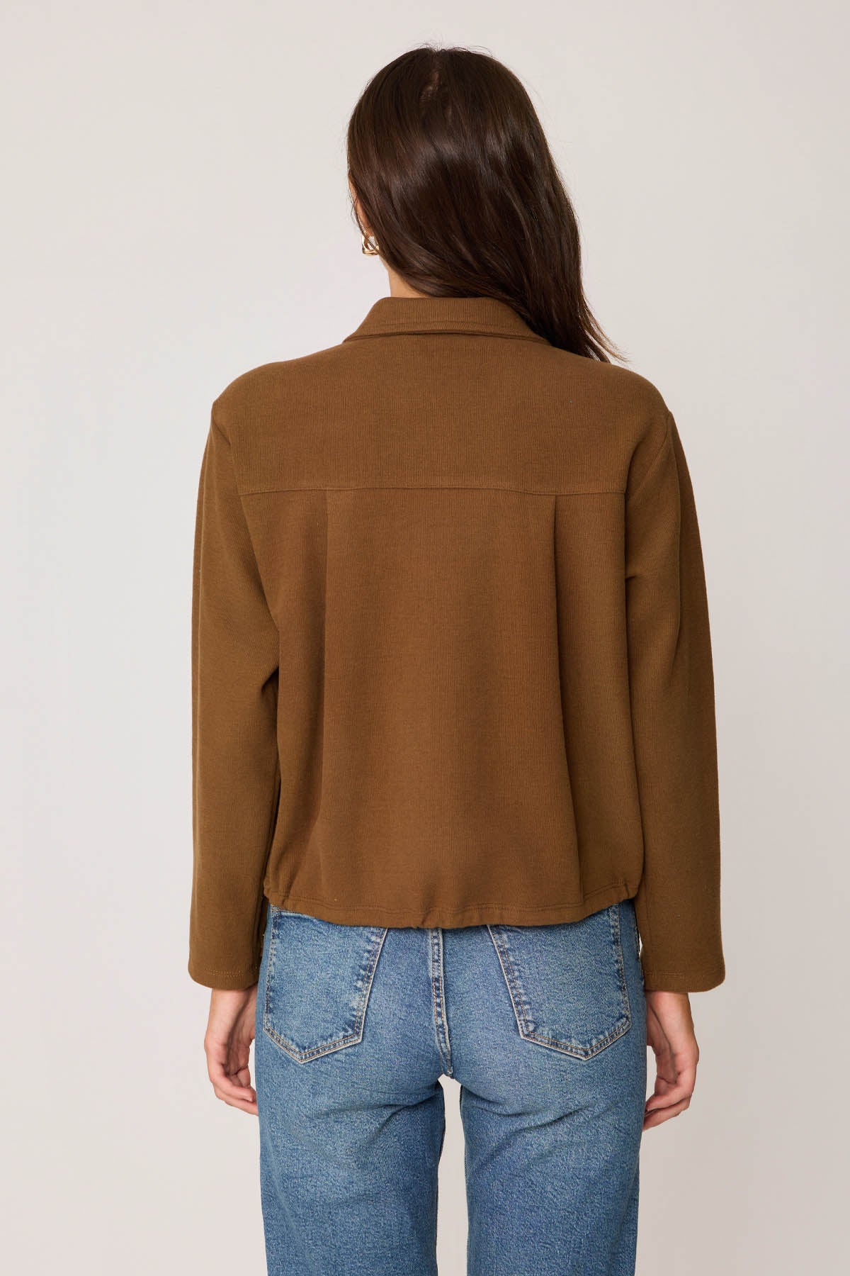 FRONT BUTTON LACED SINGLE POCKET KNITTED BLOUSE