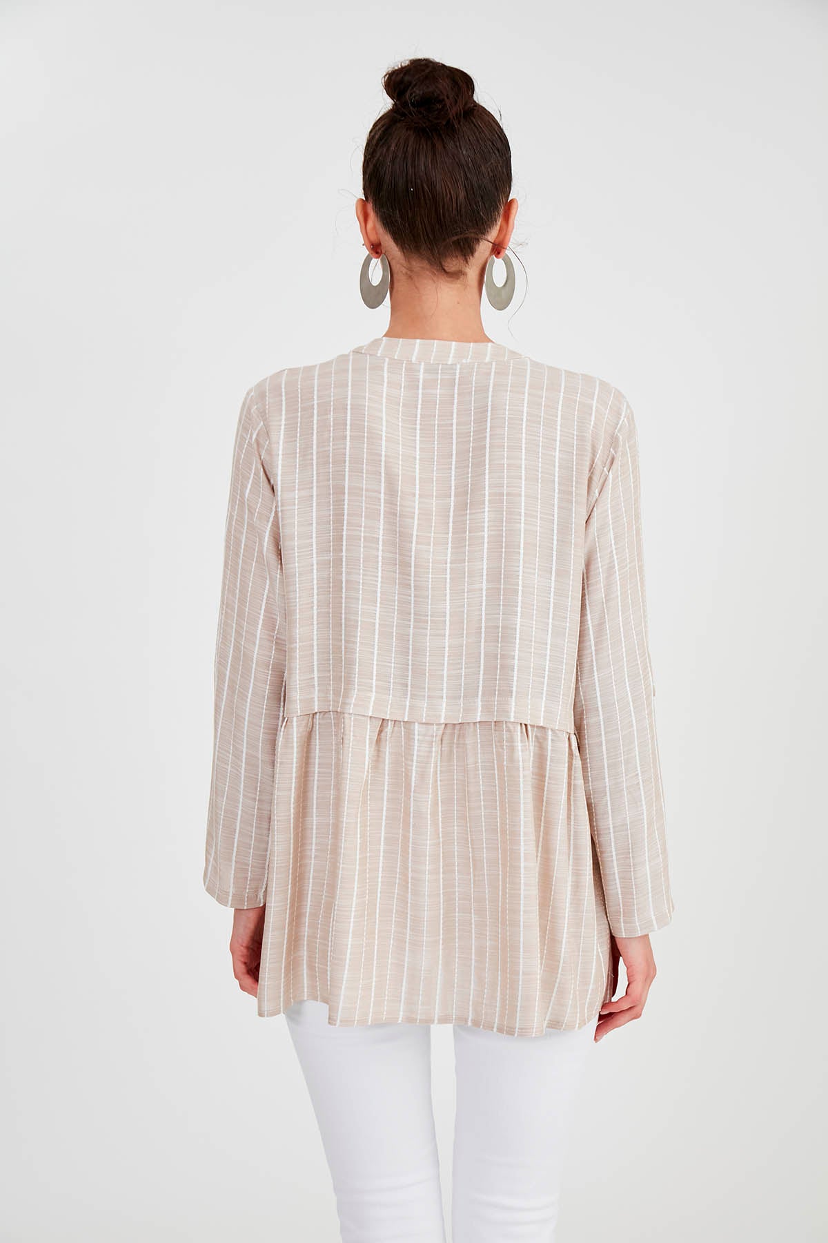 FRONT BUTTON BLOUSE WITH LINES