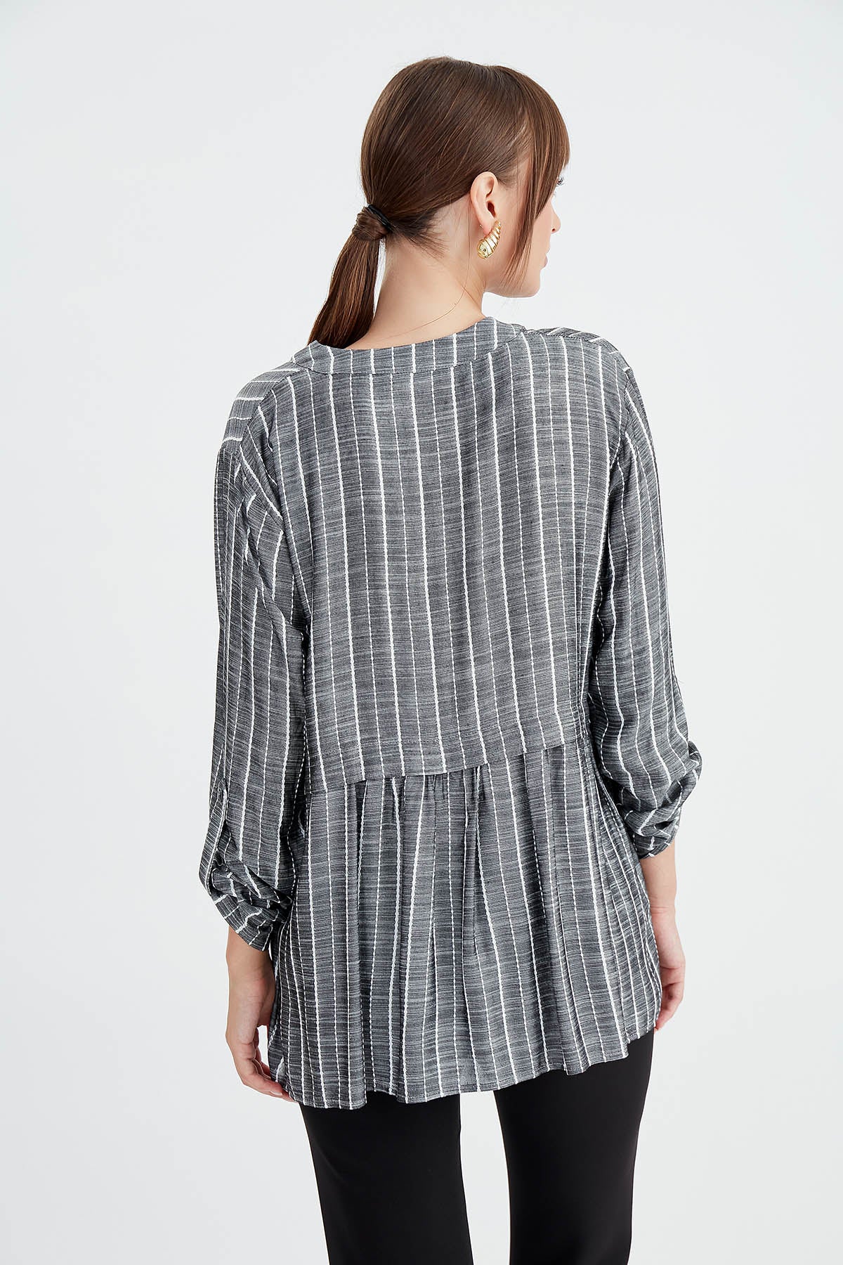 FRONT BUTTON BLOUSE WITH LINES