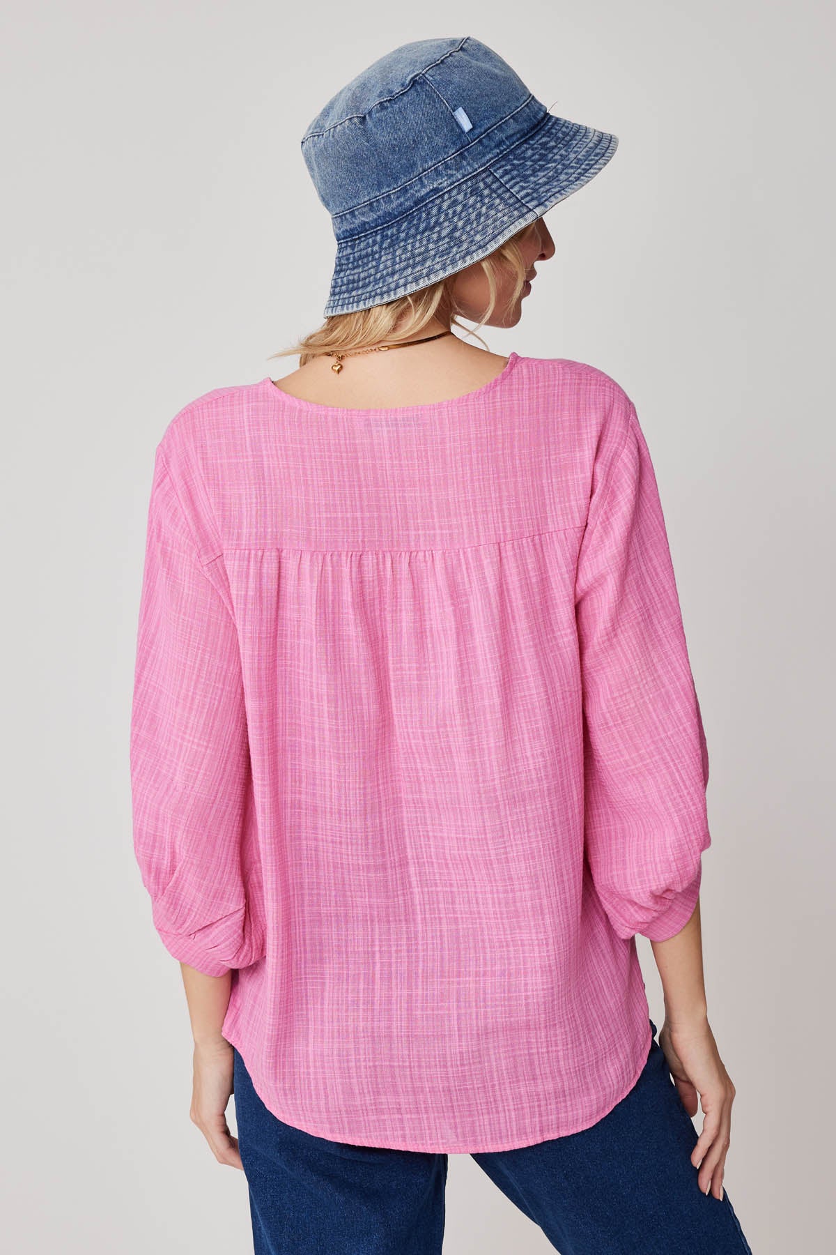 VISCOSE LINEN BLOUSE WITH FRONT BUTTON