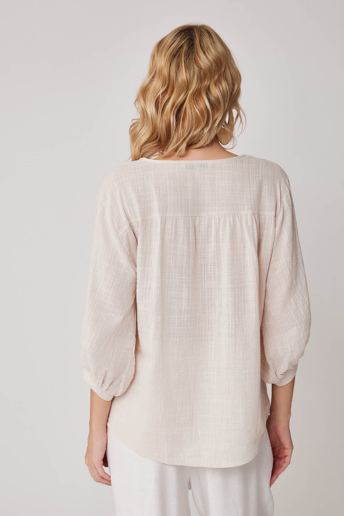 VISCOSE LINEN BLOUSE WITH FRONT BUTTON