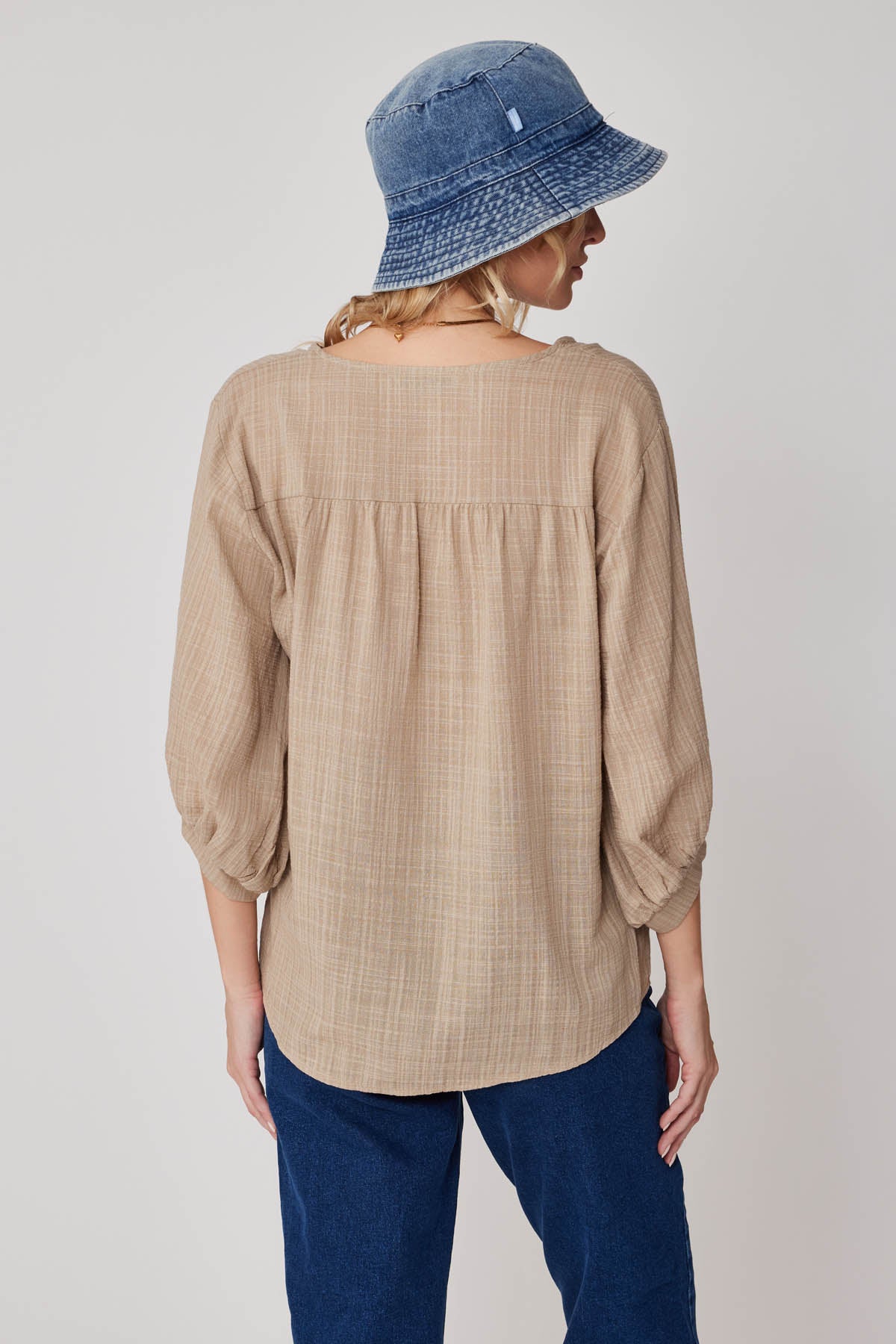 VISCOSE LINEN BLOUSE WITH FRONT BUTTON