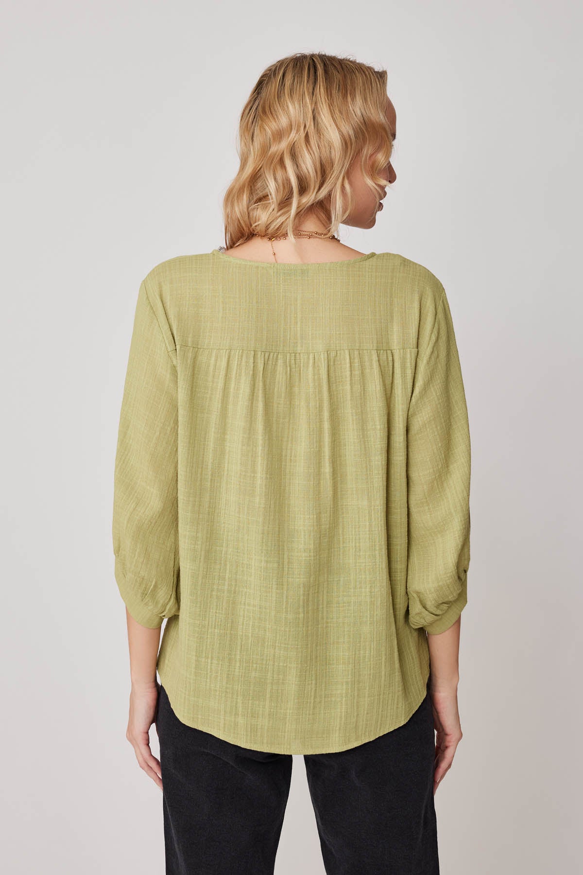 VISCOSE LINEN BLOUSE WITH FRONT BUTTON