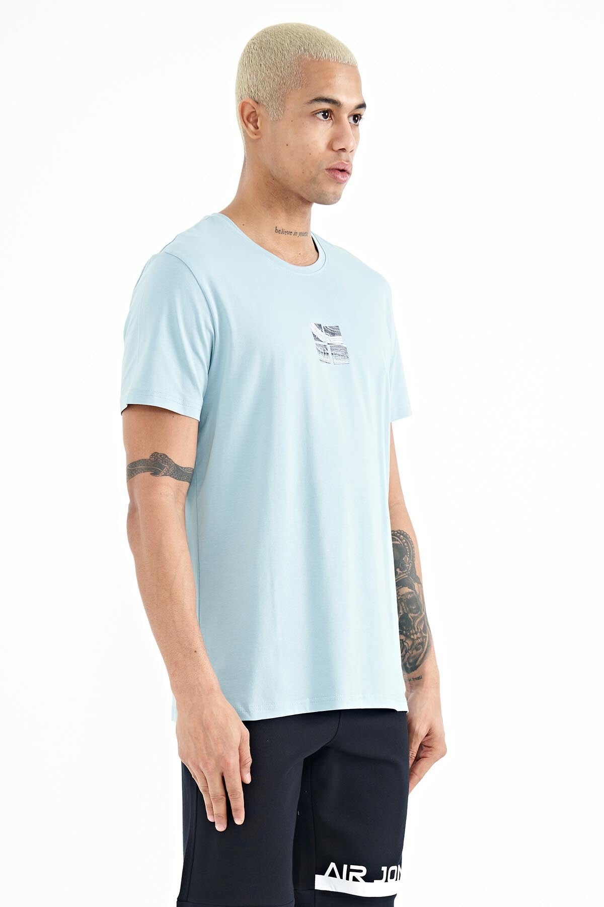 Miles Open Blue Print Men's T-Shirt - 88222