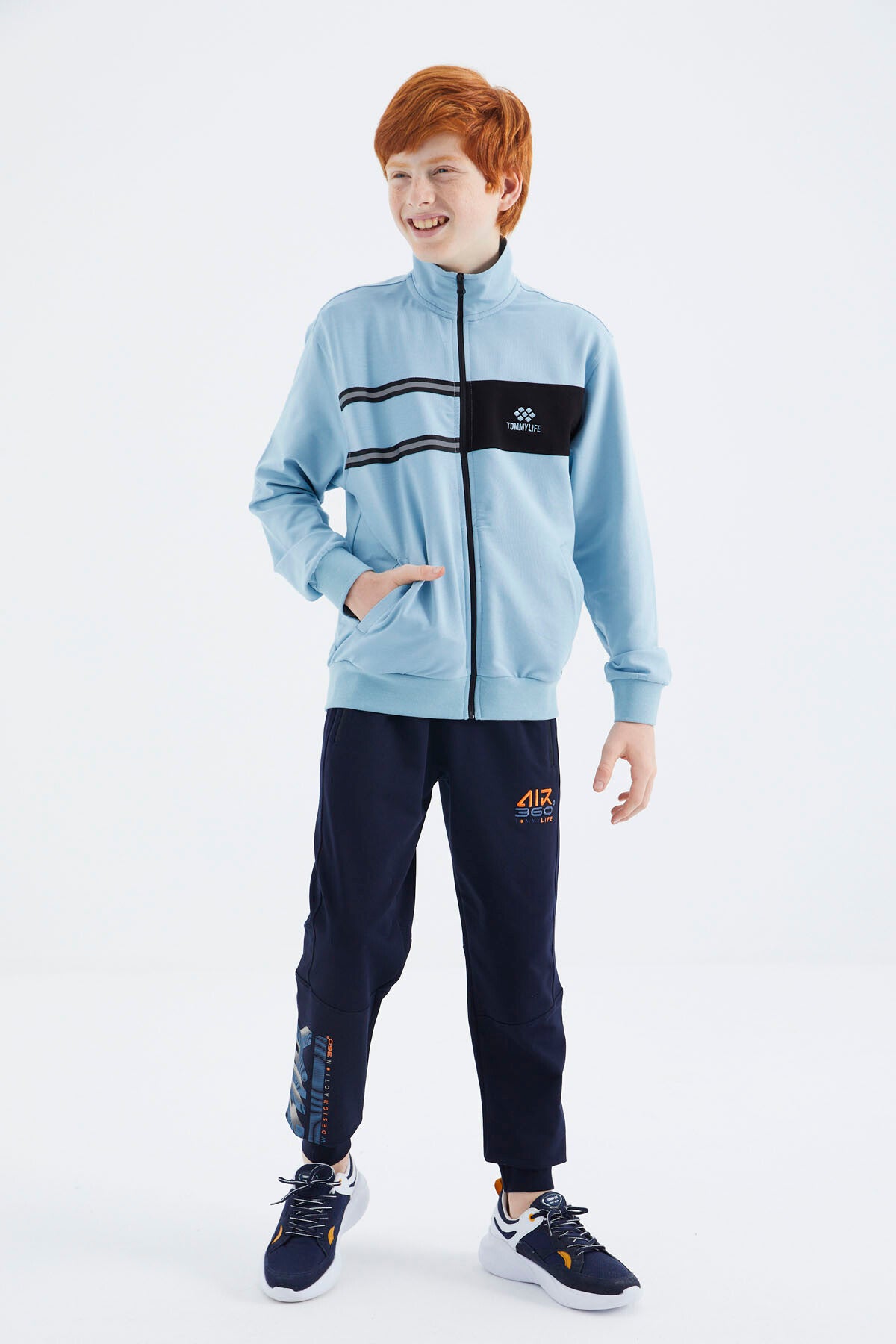 Light Blue Straight Collar Boys Sweatshirt - 11183