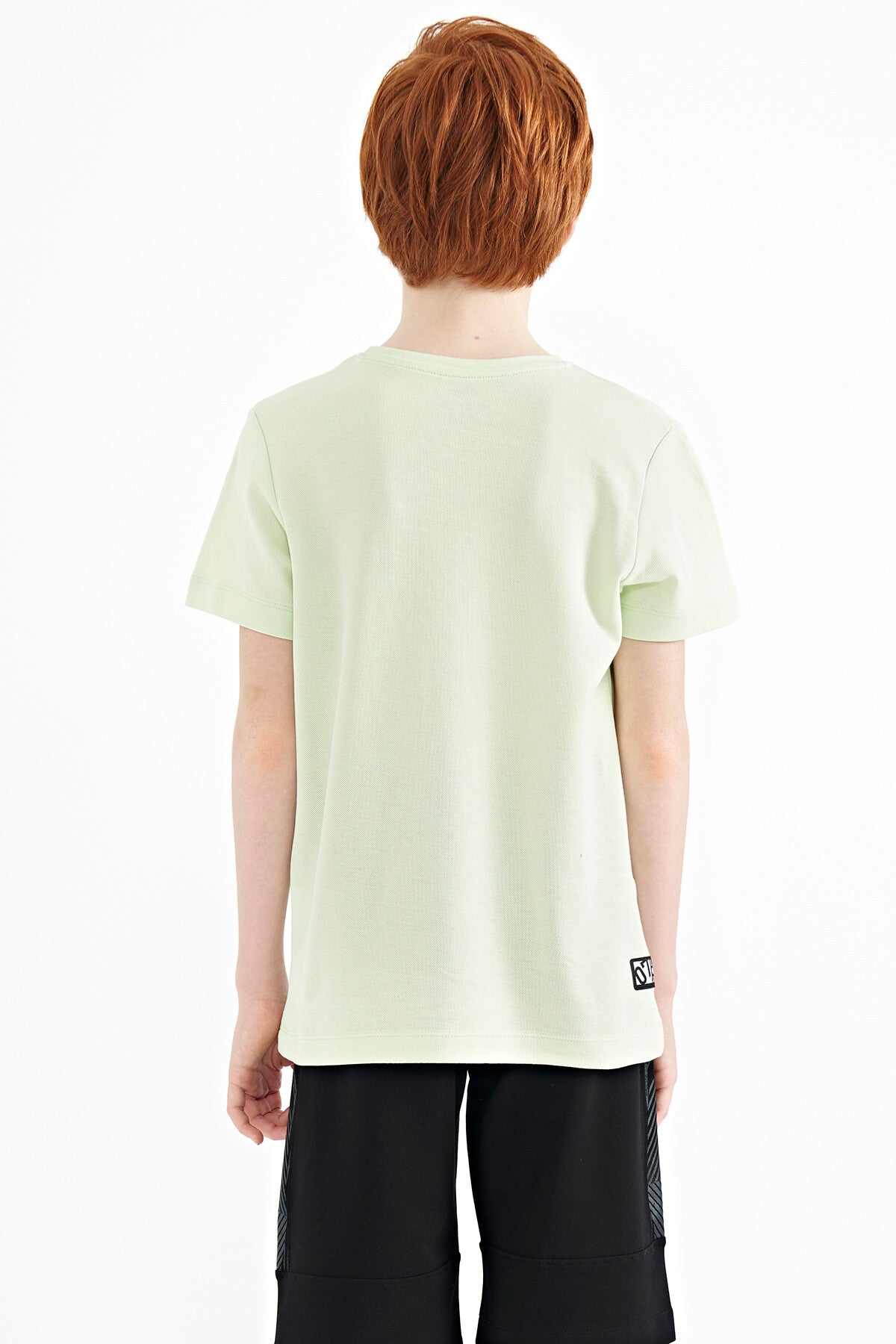 Light Green Pocket Detailed O Collar Standard Fit Boys T-Shirt - 11120
