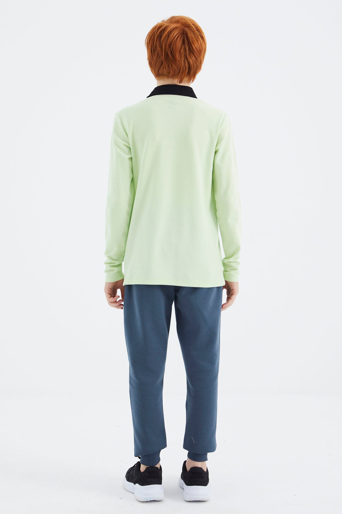 Light Green Polo Collar Basic Boys T-Shirt - 11171