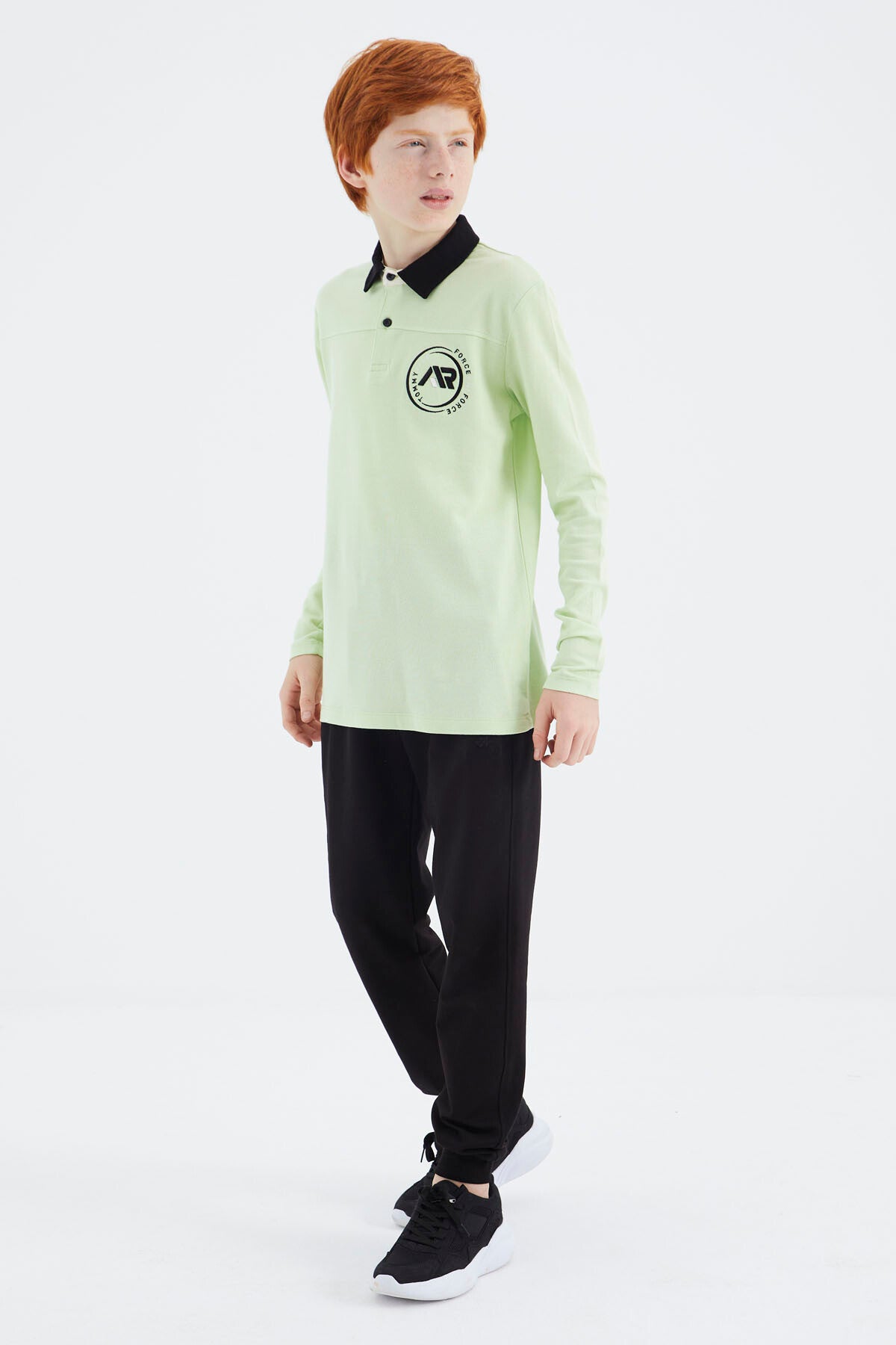 Light Green Polo Collar Boys T-Shirt - 11172