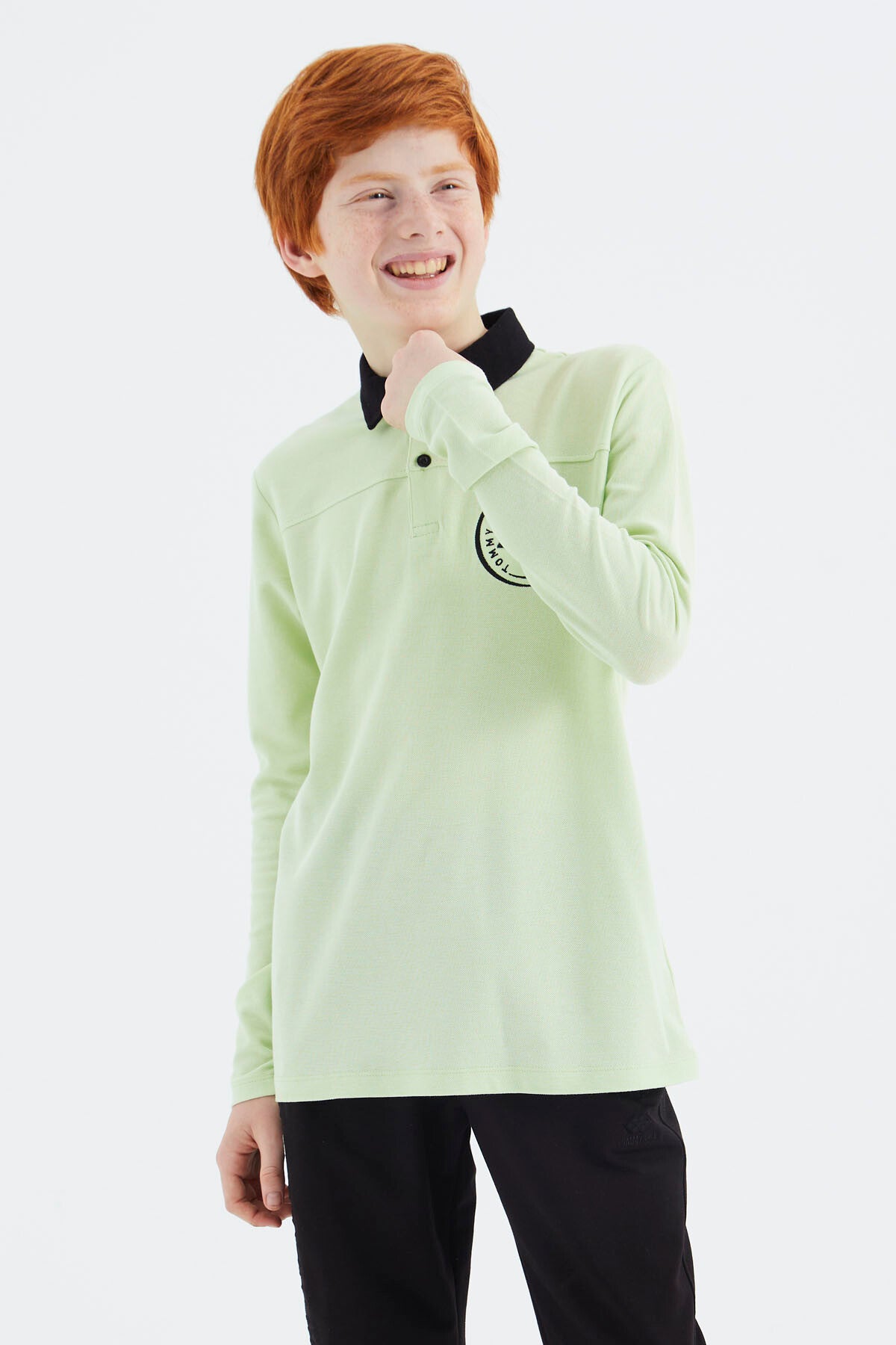Light Green Polo Collar Boys T-Shirt - 11172