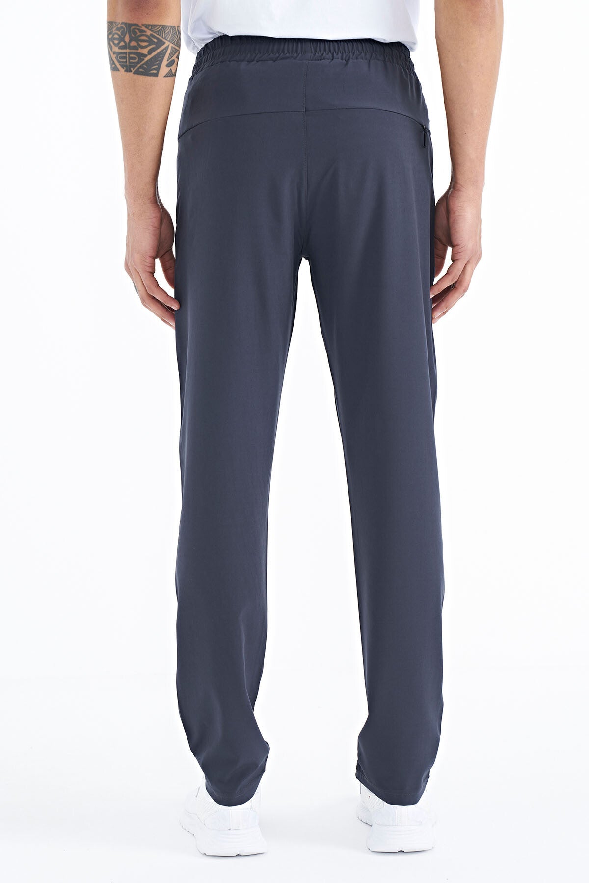 Anthracite Men's Zippered Three-Pocket Standard Fit Classic Hem Tracksuit Bottom - 84768