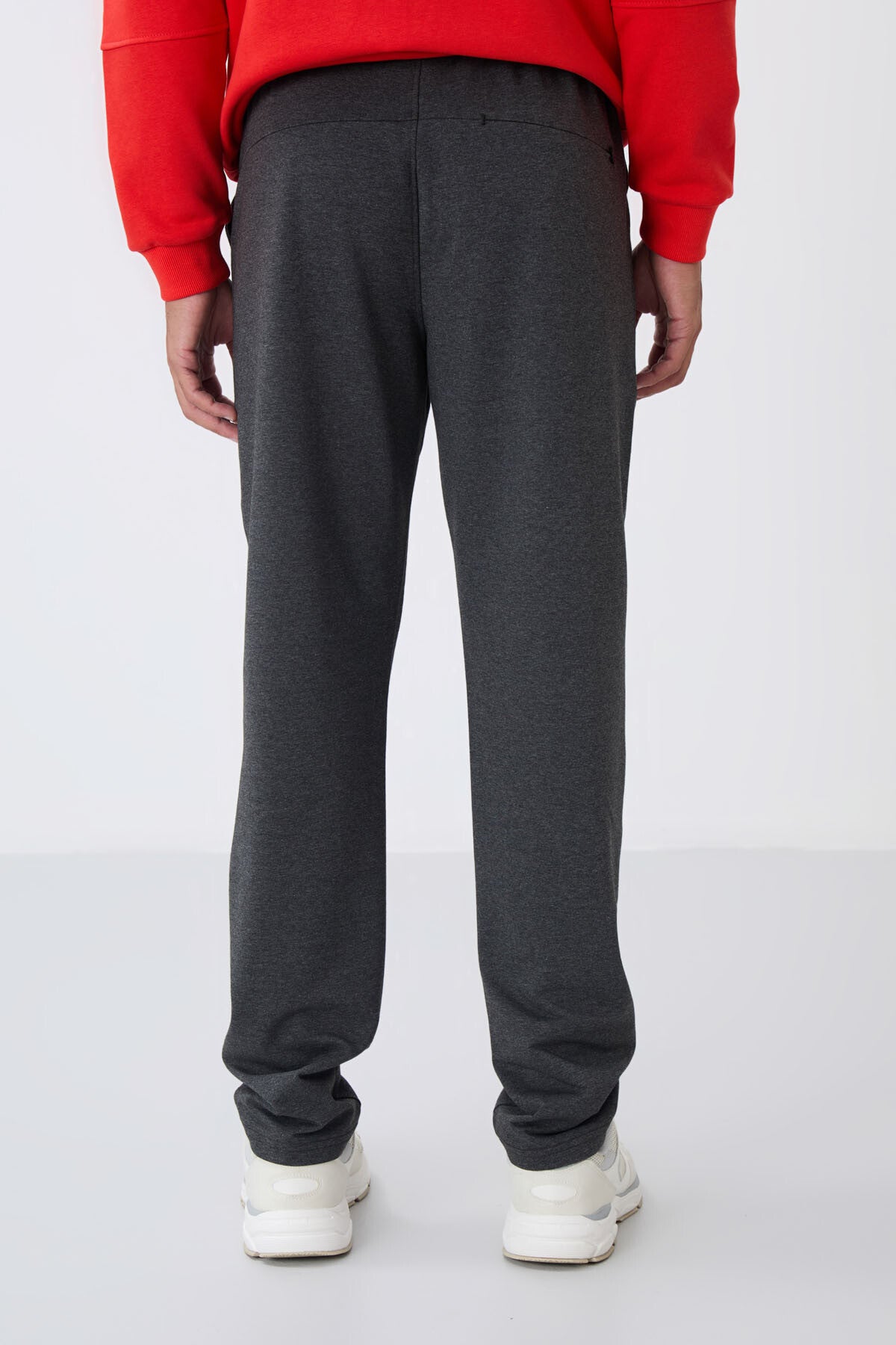 Anthracite Melange Laced Hem Standard Fit Classic Cuff Men's Tracksuit Bottom - 84682