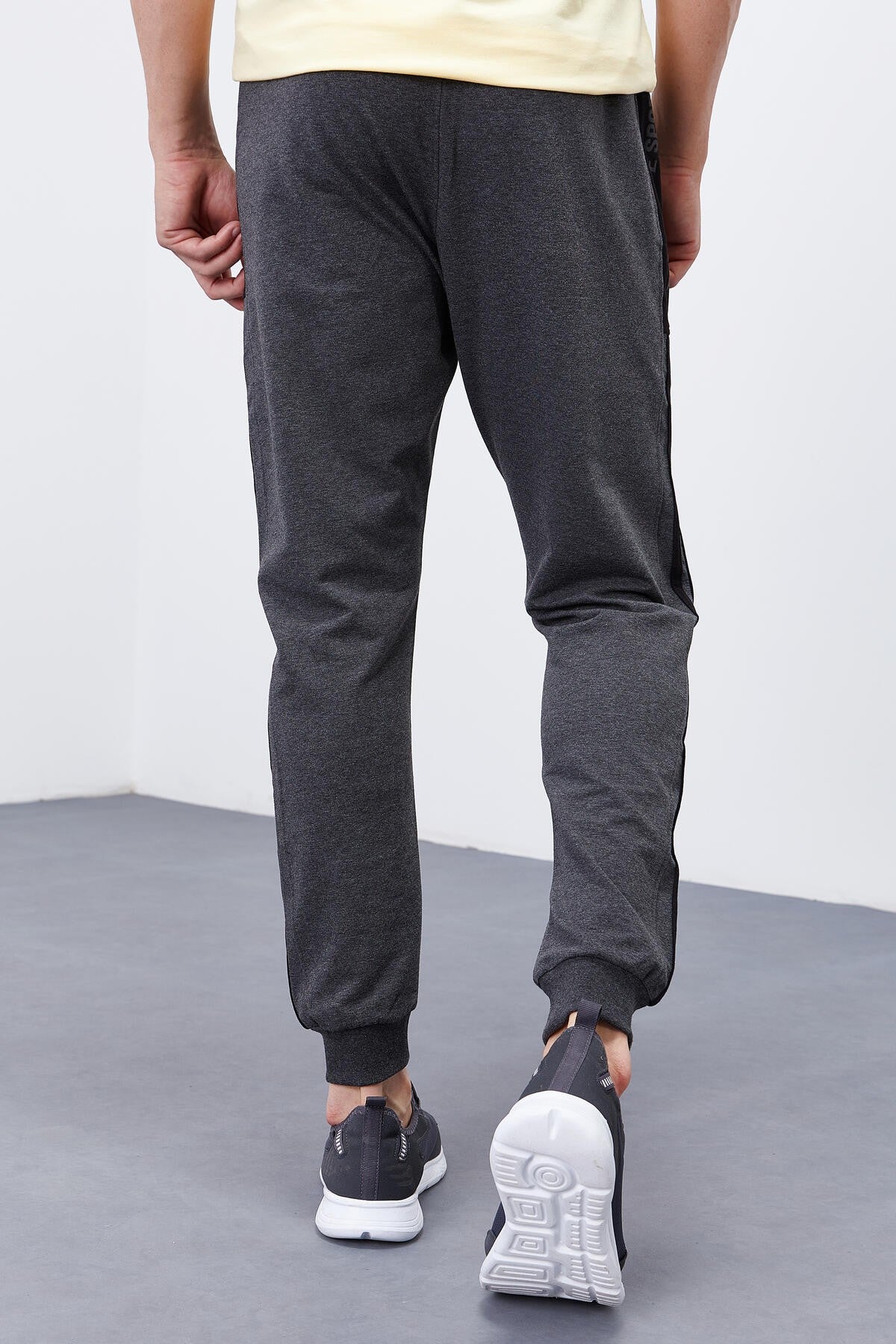 Anthracite Melange Double Stitched Standard Fit Jogger Men's Tracksuit Bottom - 84694