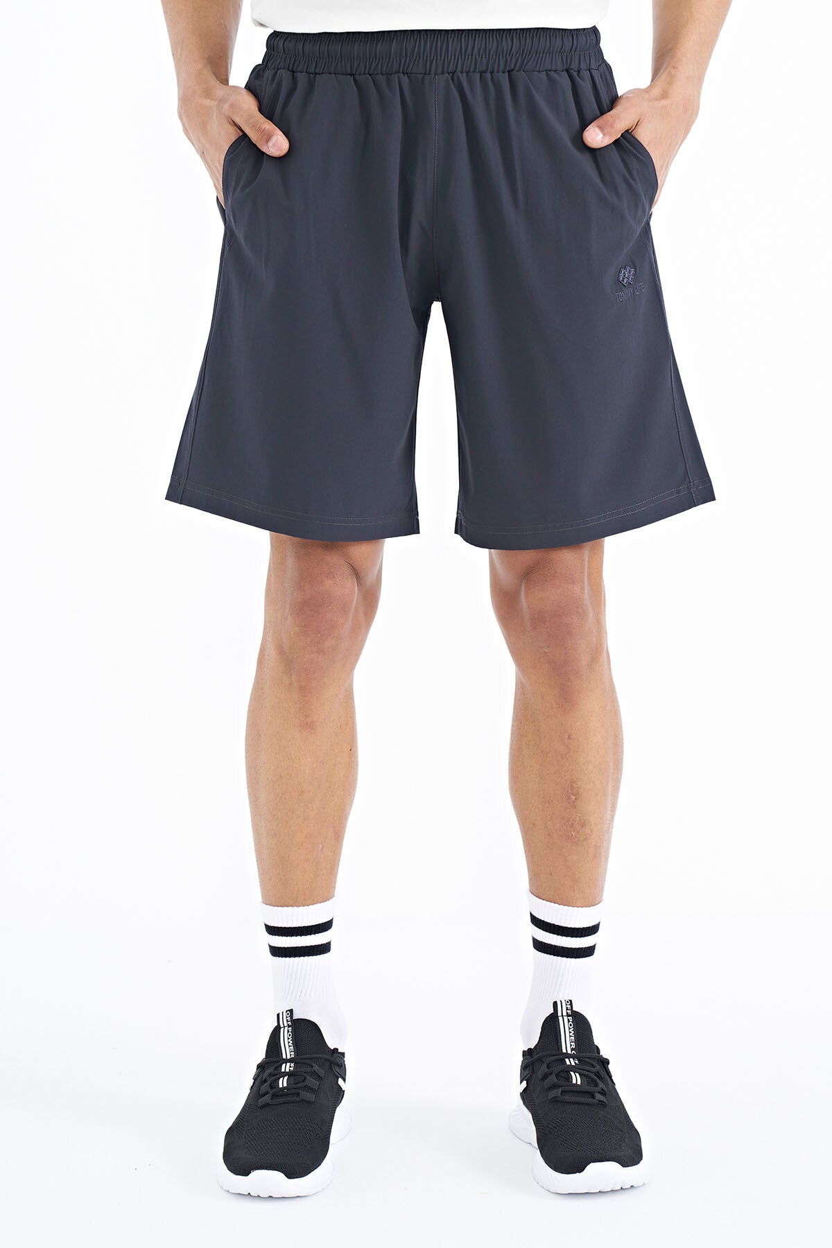 Anthracite Gray Detailed Elastane Men's Shorts - 81238