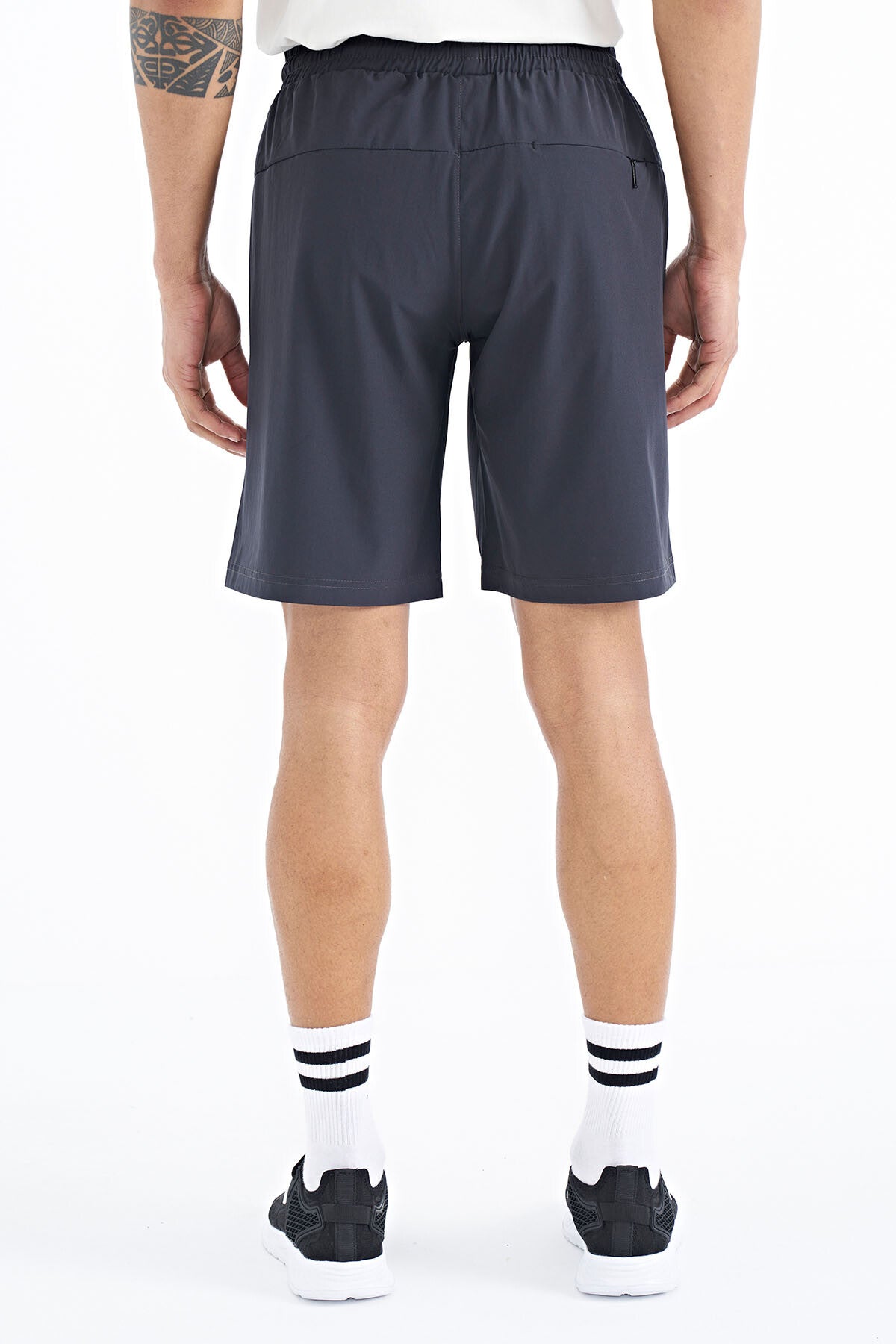 Anthracite Gray Detailed Elastane Men's Shorts - 81238