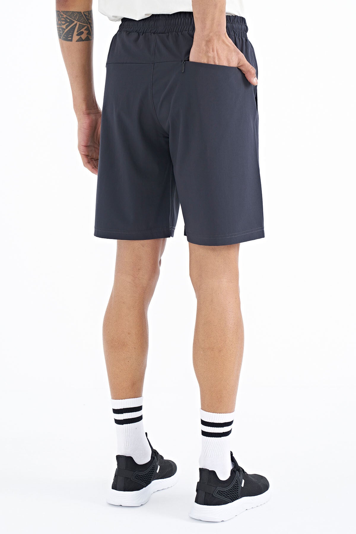 Anthracite Gray Detailed Elastane Men's Shorts - 81238