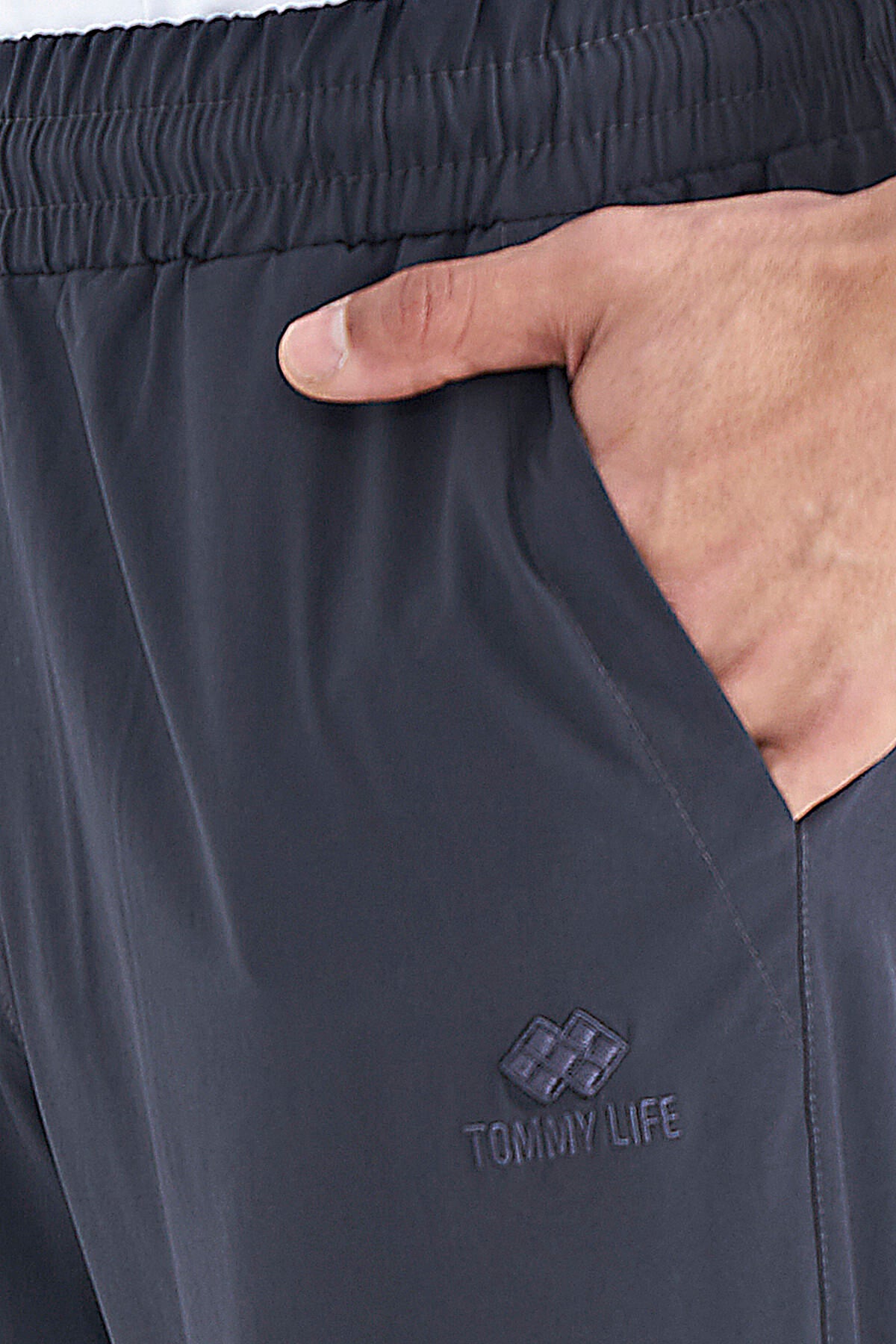 Anthracite Gray Detailed Elastane Men's Shorts - 81238
