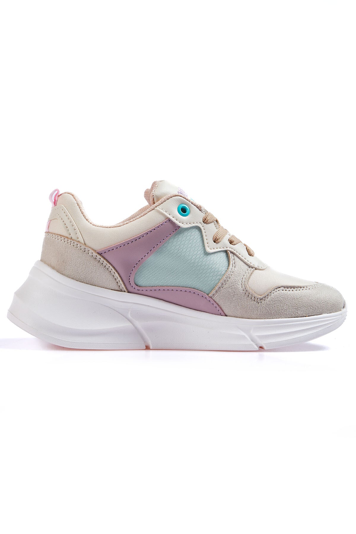 High Sole Mesh Lace-Up Detailed Colorful Women's Sneakers - 89203