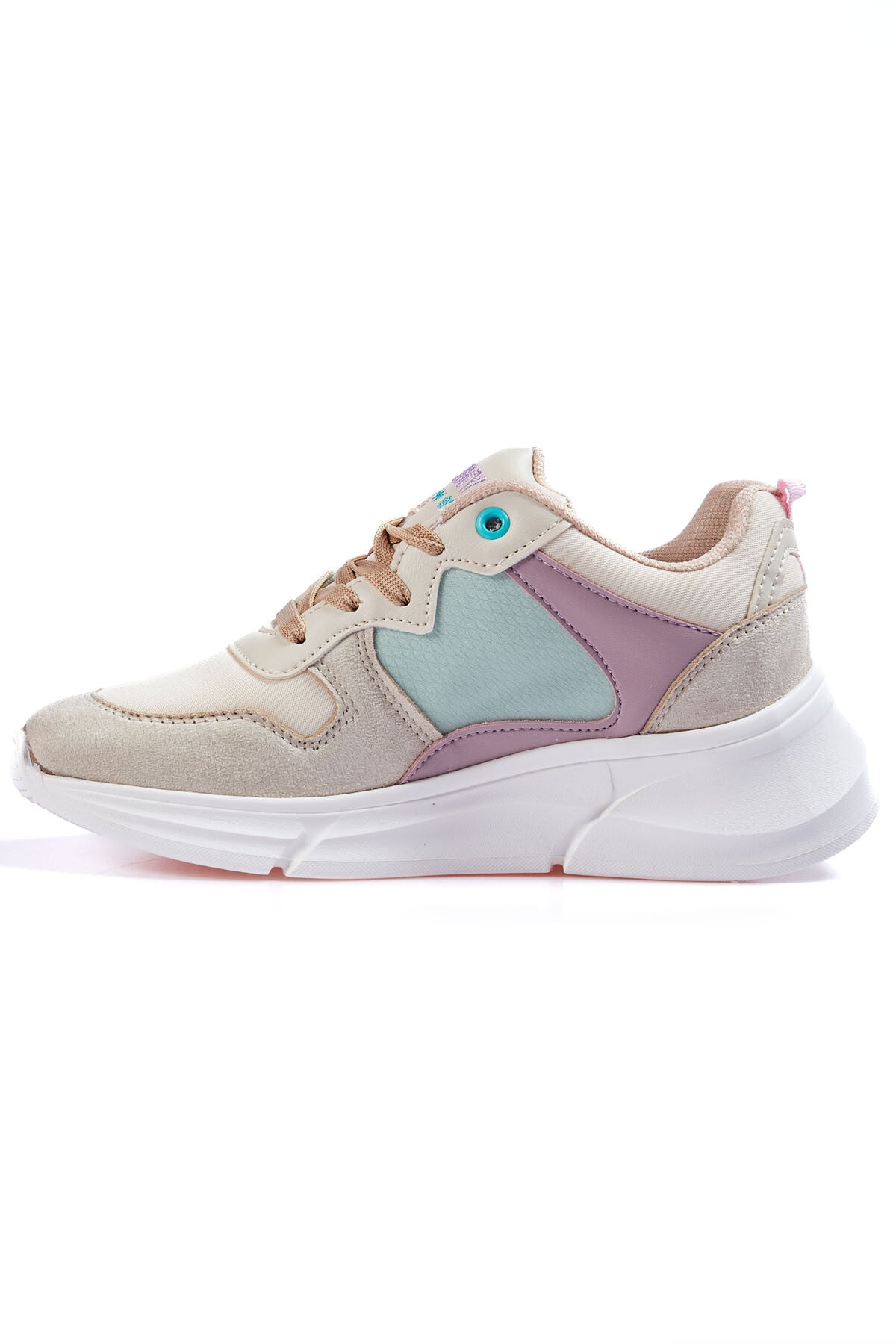 High Sole Mesh Lace-Up Detailed Colorful Women's Sneakers - 89203