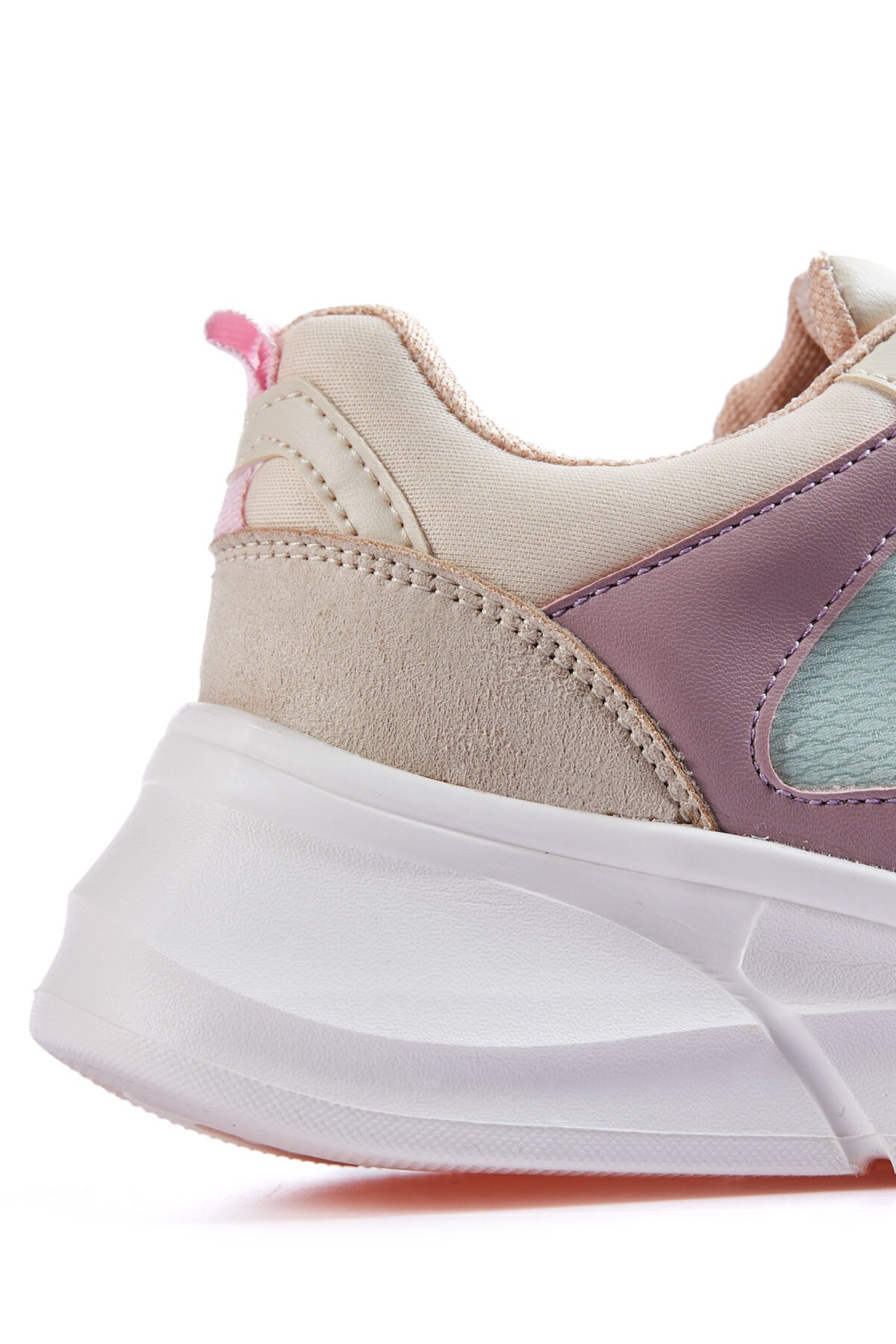 High Sole Mesh Lace-Up Detailed Colorful Women's Sneakers - 89203