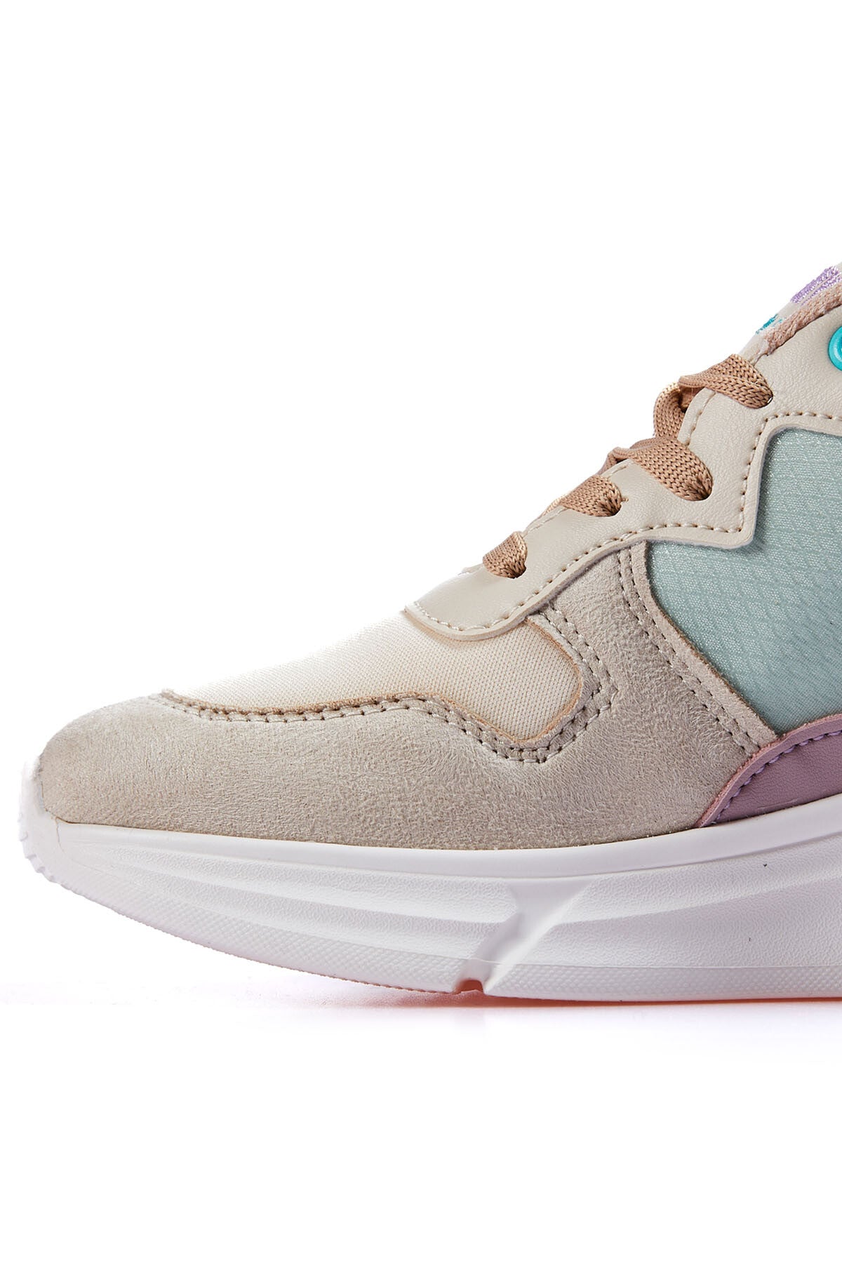 High Sole Mesh Lace-Up Detailed Colorful Women's Sneakers - 89203