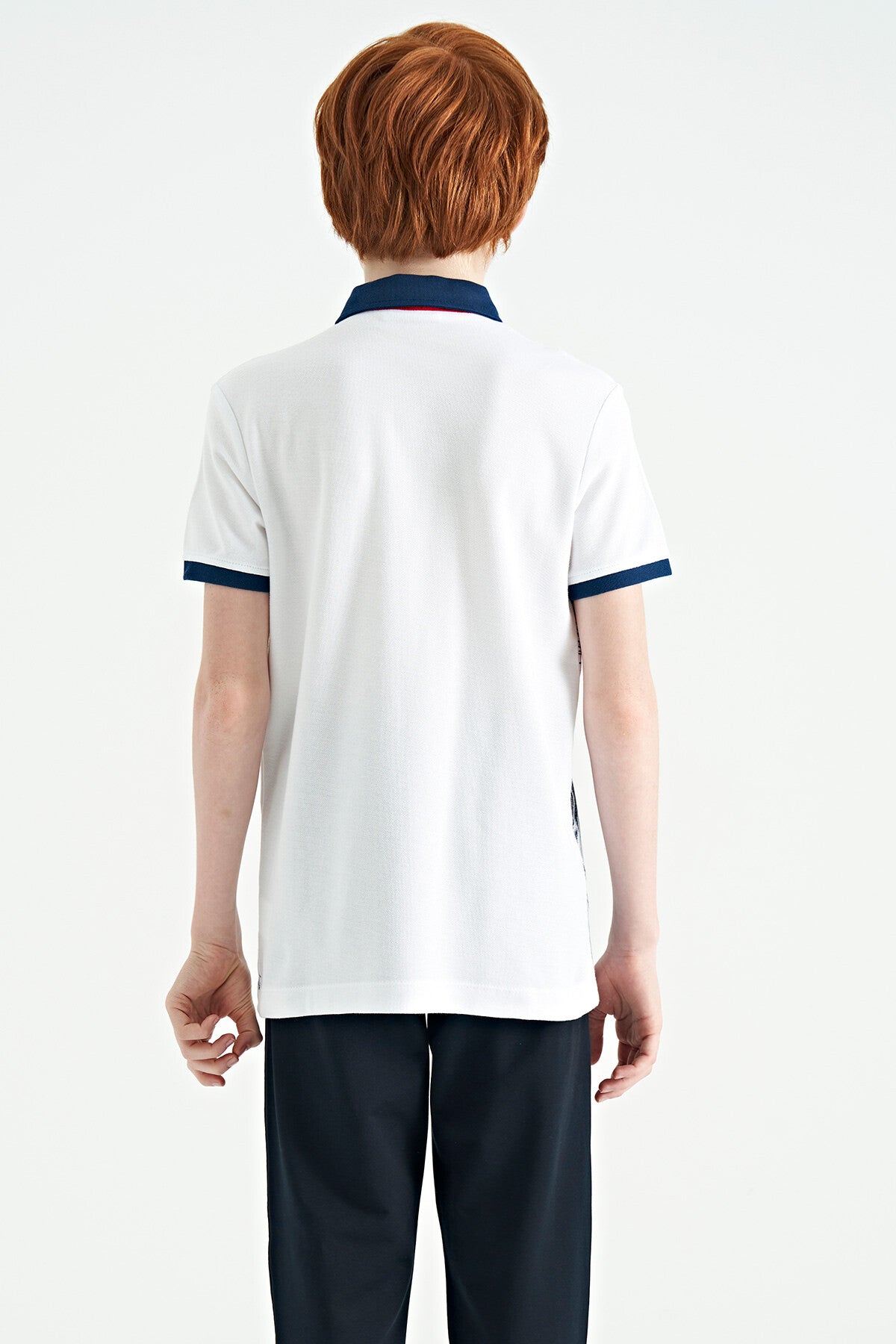 Standard Mold Detailed Print Polo Collar Boys' T-Shirt - 11165