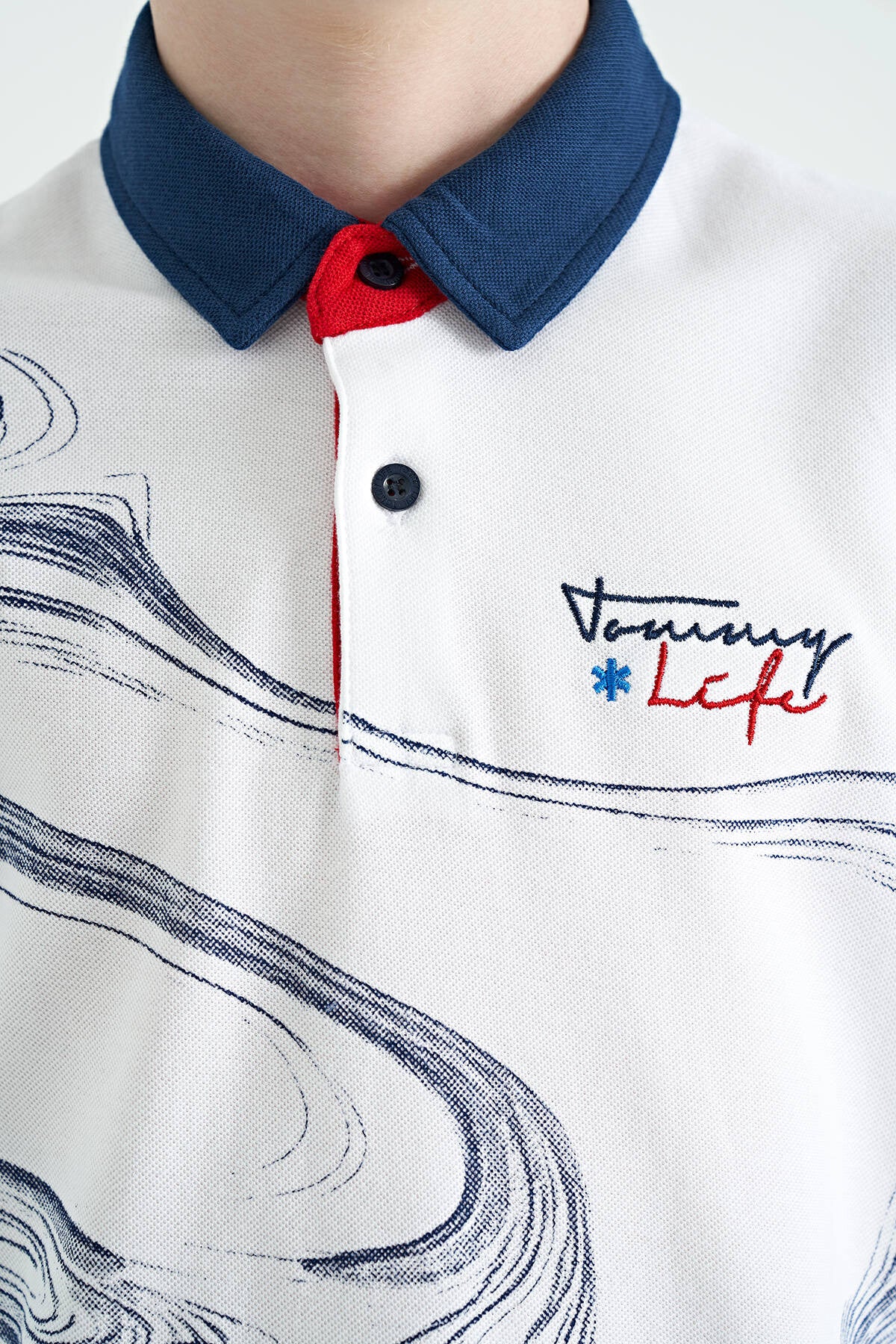 Standard Mold Detailed Print Polo Collar Boys' T-Shirt - 11165