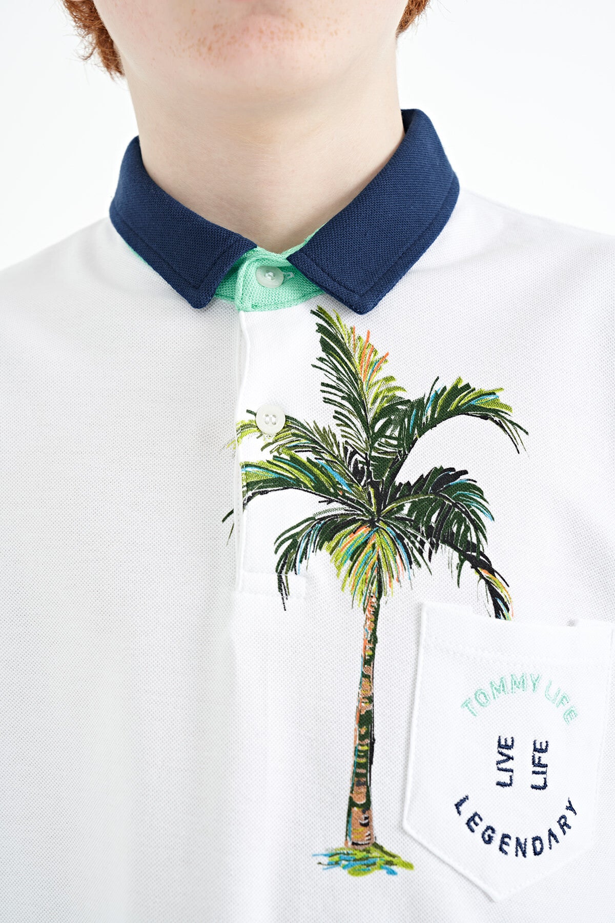 Printed Pocket Detailed Standard Fit Polo Collar Boys T-Shirt - 11144