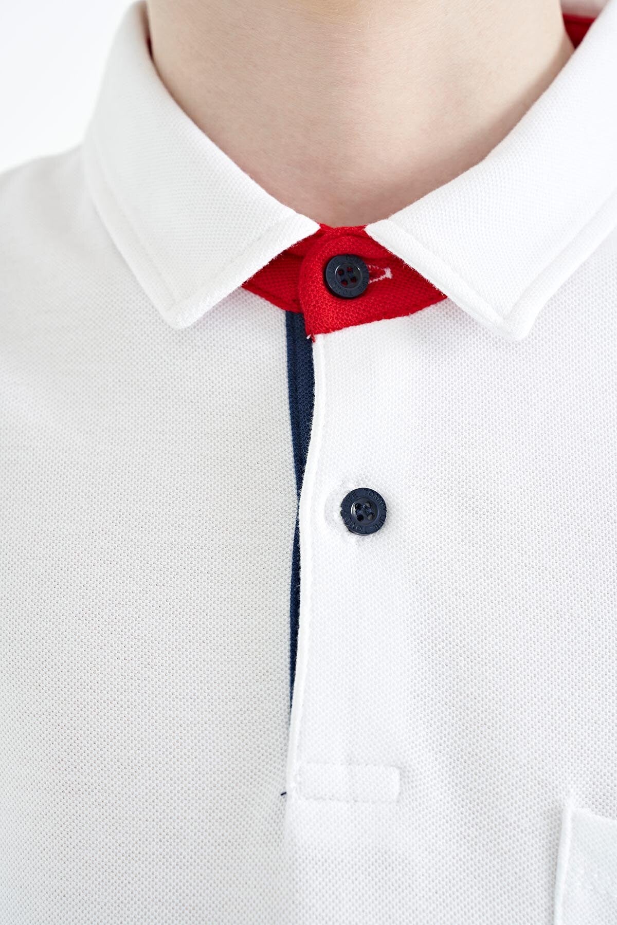 White Front Detailed Printed Standard Fit Polo Collar Boys T-Shirt - 11102