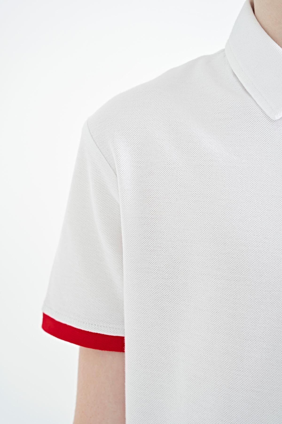 White Front Detailed Printed Standard Fit Polo Collar Boys T-Shirt - 11102