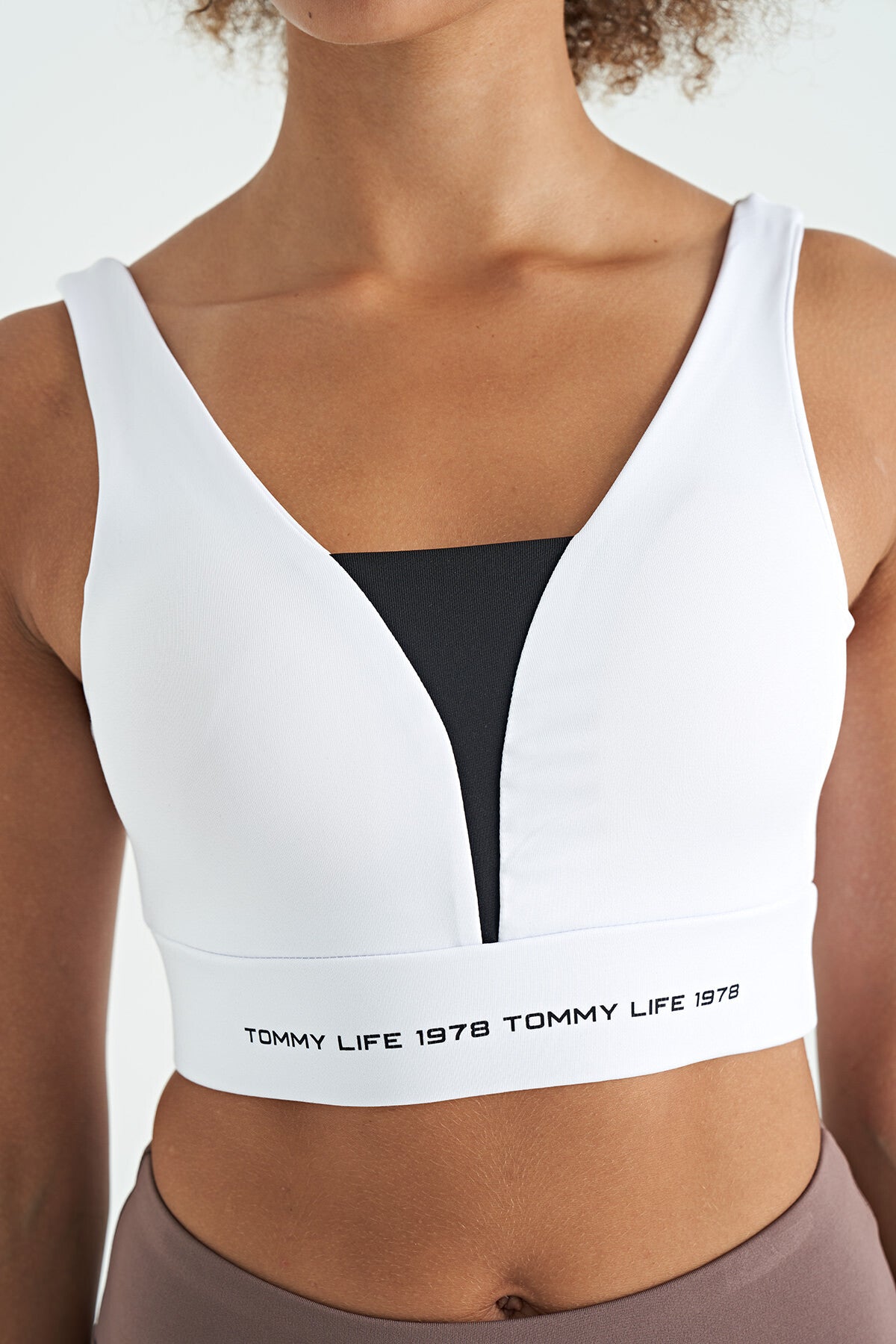 White Print Color Block Slim Fit Scuba Fabric Women's Bustier - 97271