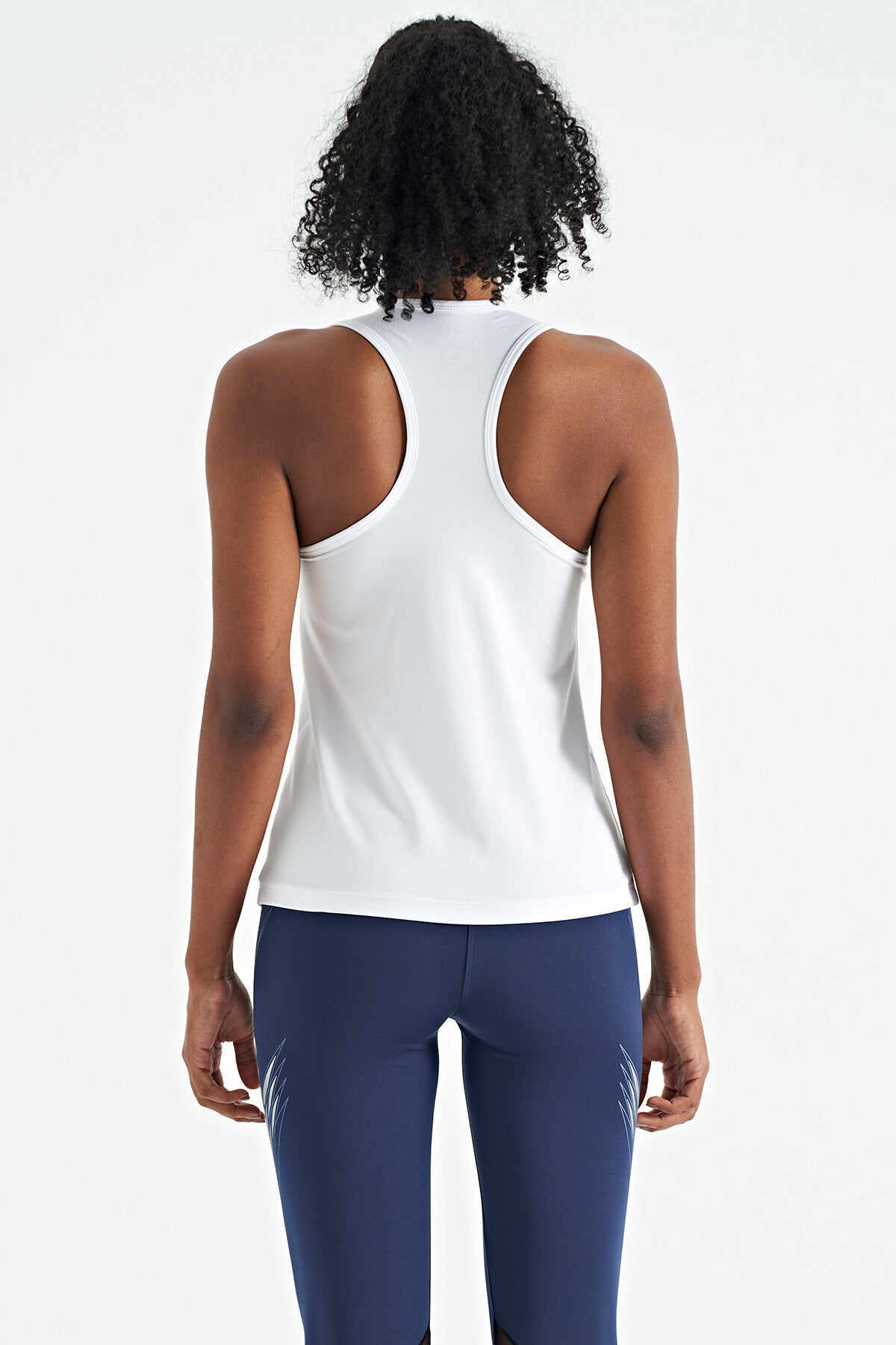 White Slit Detailed O Collar Sleeveless Standard Fit Women's Sports Singlet - 97256