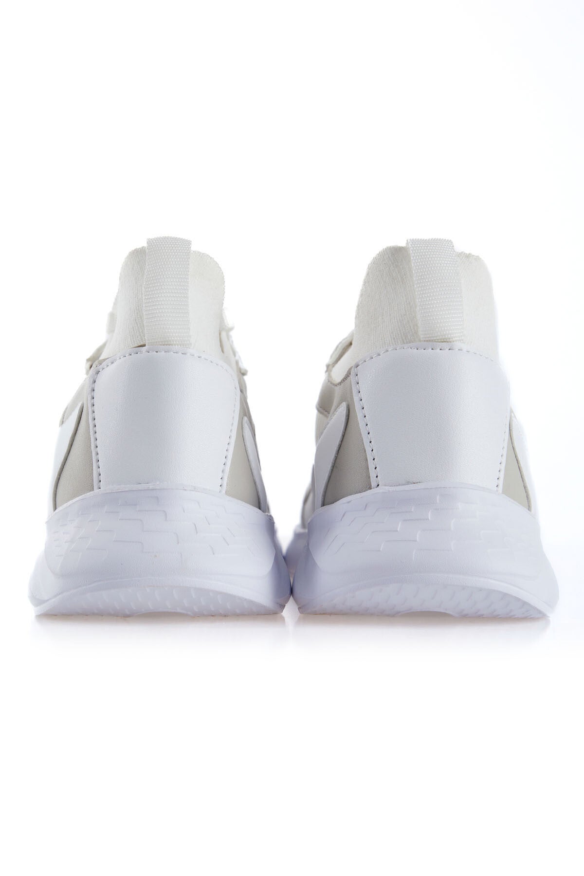 White High-Sole Mesh Detailed Laced Women's Sports Shoes - 89208