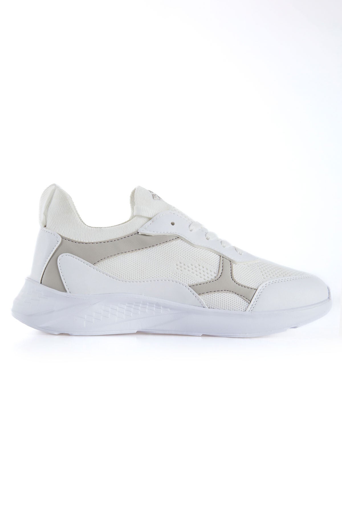 White High-Sole Mesh Detailed Laced Women's Sports Shoes - 89208
