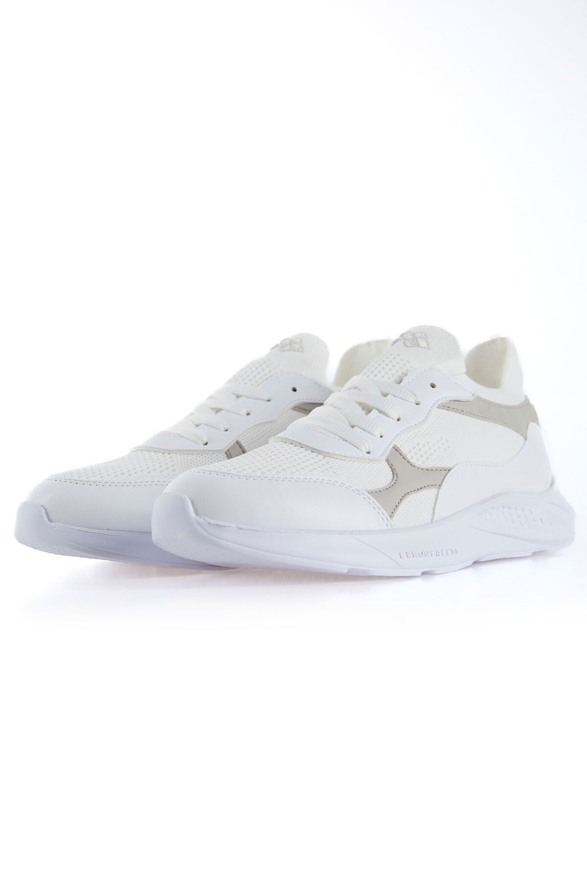 White High-Sole Mesh Detailed Laced Women's Sports Shoes - 89208