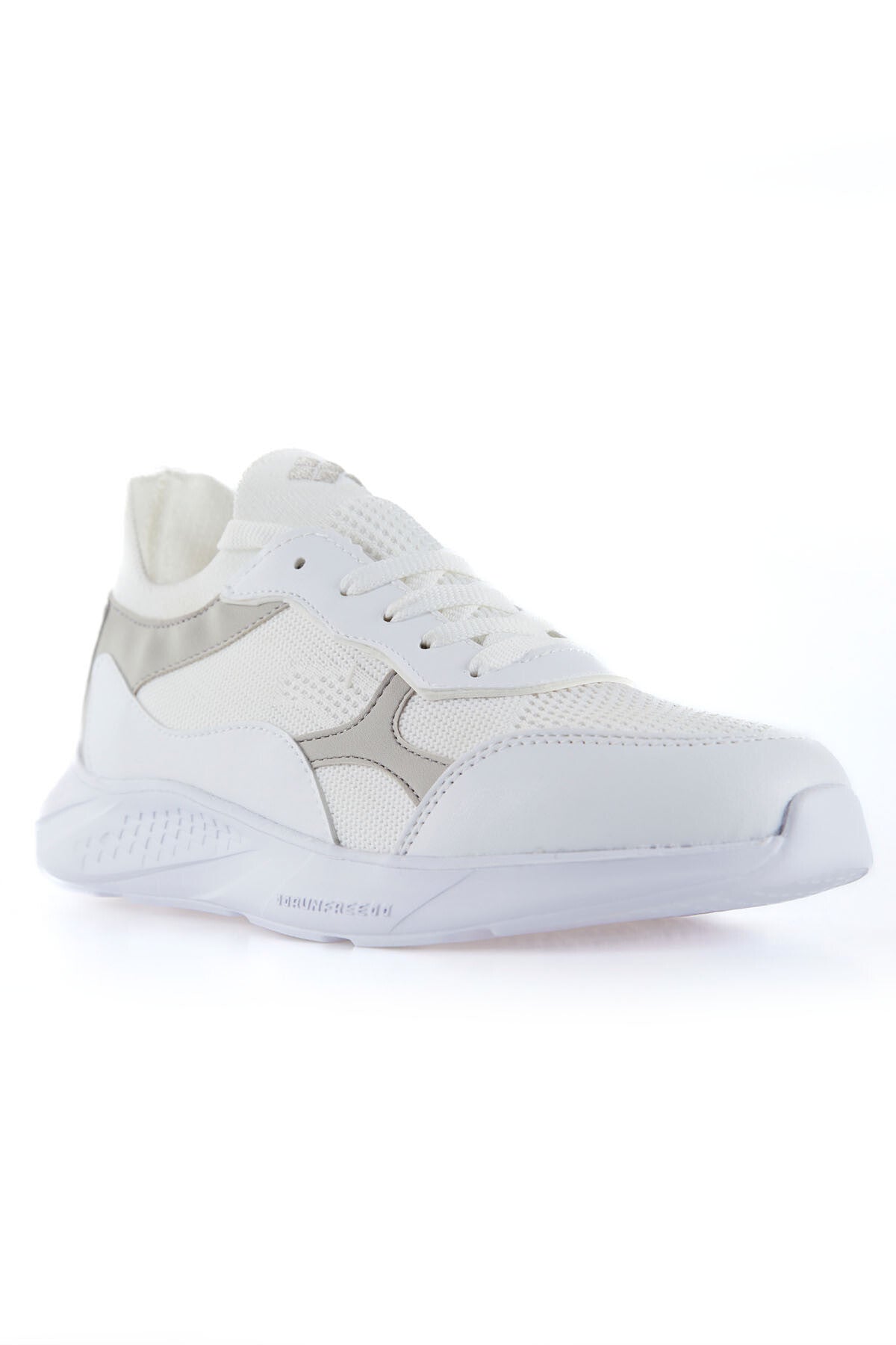 White High-Sole Mesh Detailed Laced Women's Sports Shoes - 89208