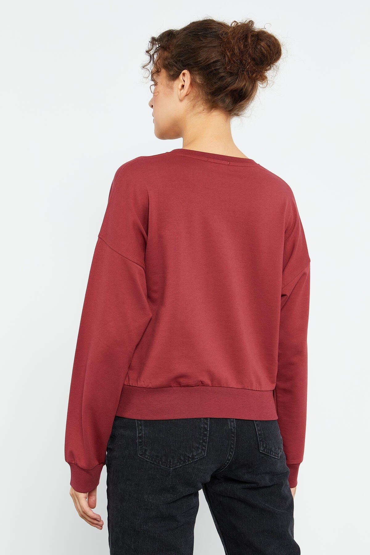 Bordo Basic Comfort Fit Round Neck Women's Sweatshirt - 97114