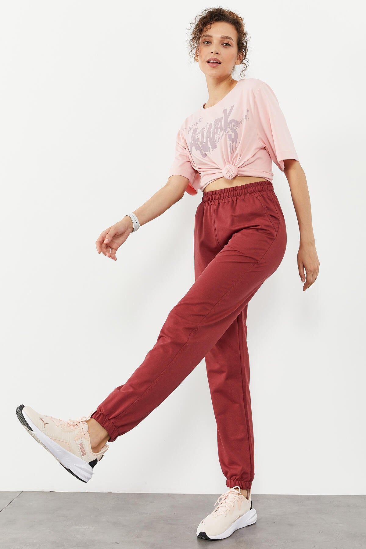 High Waist Comfortable Form Elastic Cuff Women's Tracksuit Bottom - 94583
