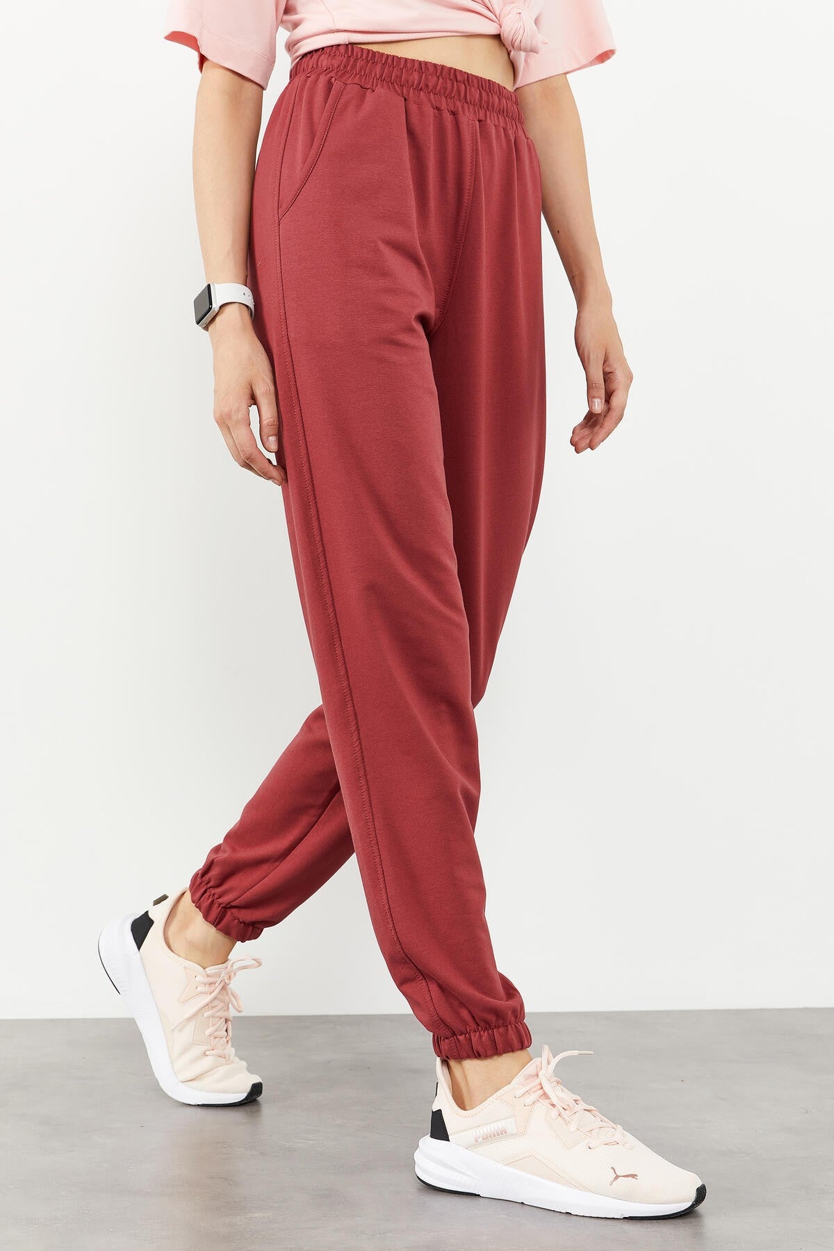 High Waist Comfortable Form Elastic Cuff Women's Tracksuit Bottom - 94583
