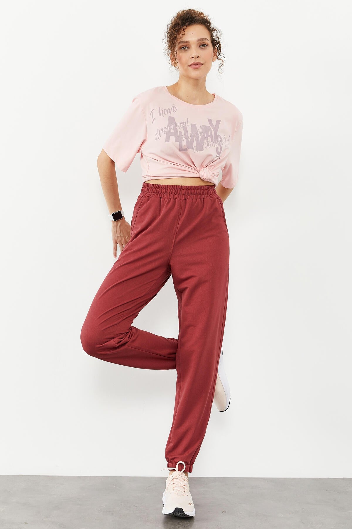 High Waist Comfortable Form Elastic Cuff Women's Tracksuit Bottom - 94583