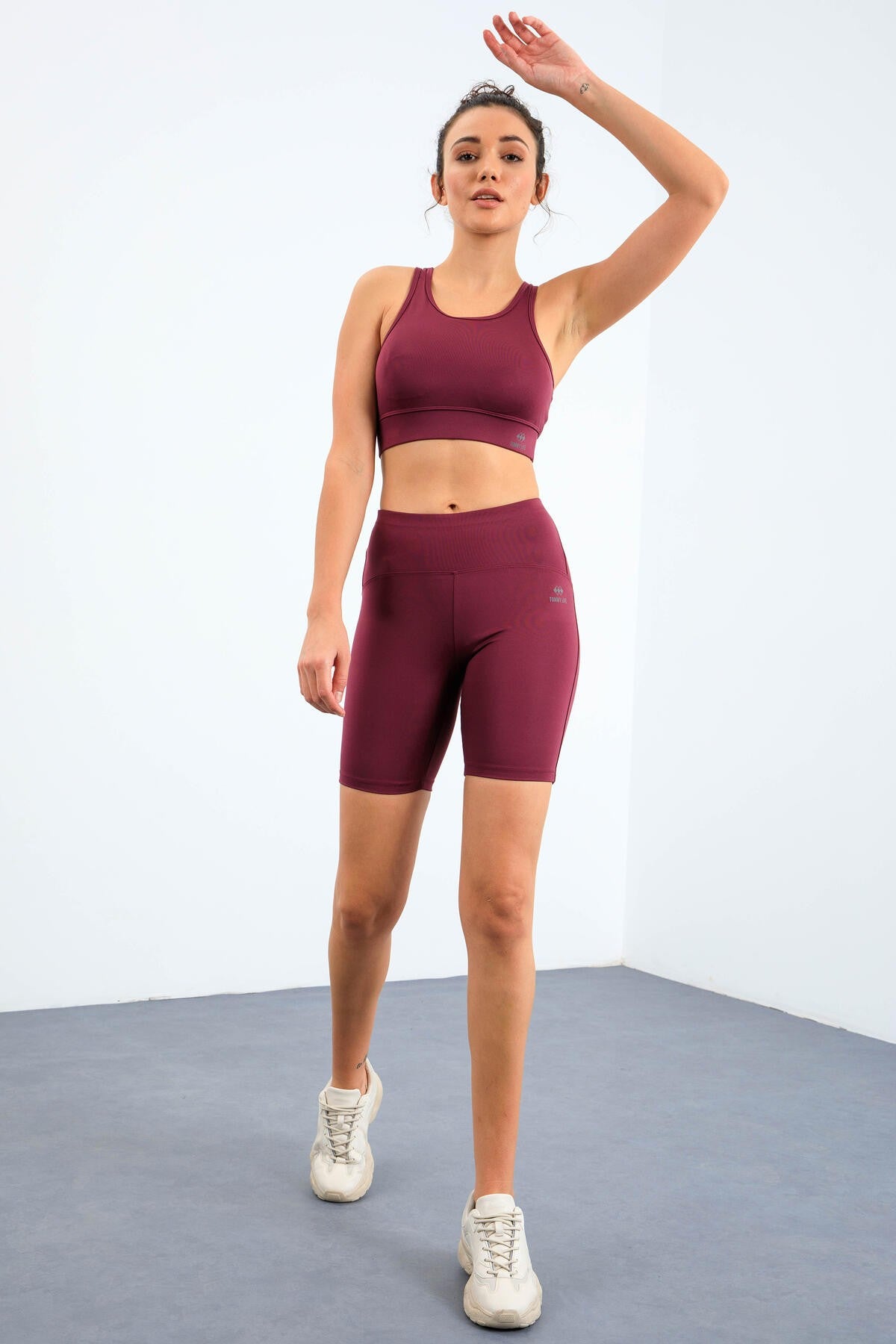 High Waist Wrap-up Slim Fit Bustier Biker Women's Tights Set - 95303