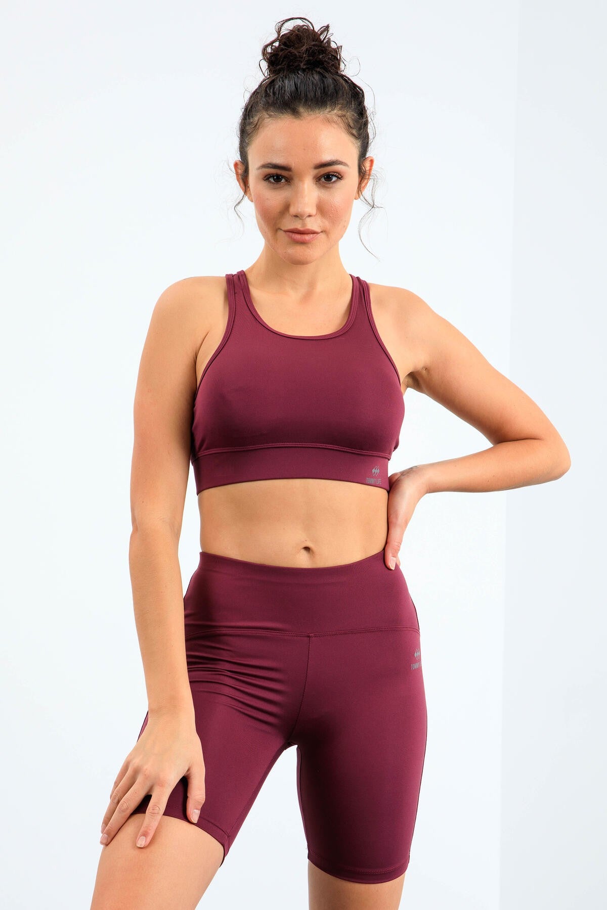High Waist Wrap-up Slim Fit Bustier Biker Women's Tights Set - 95303
