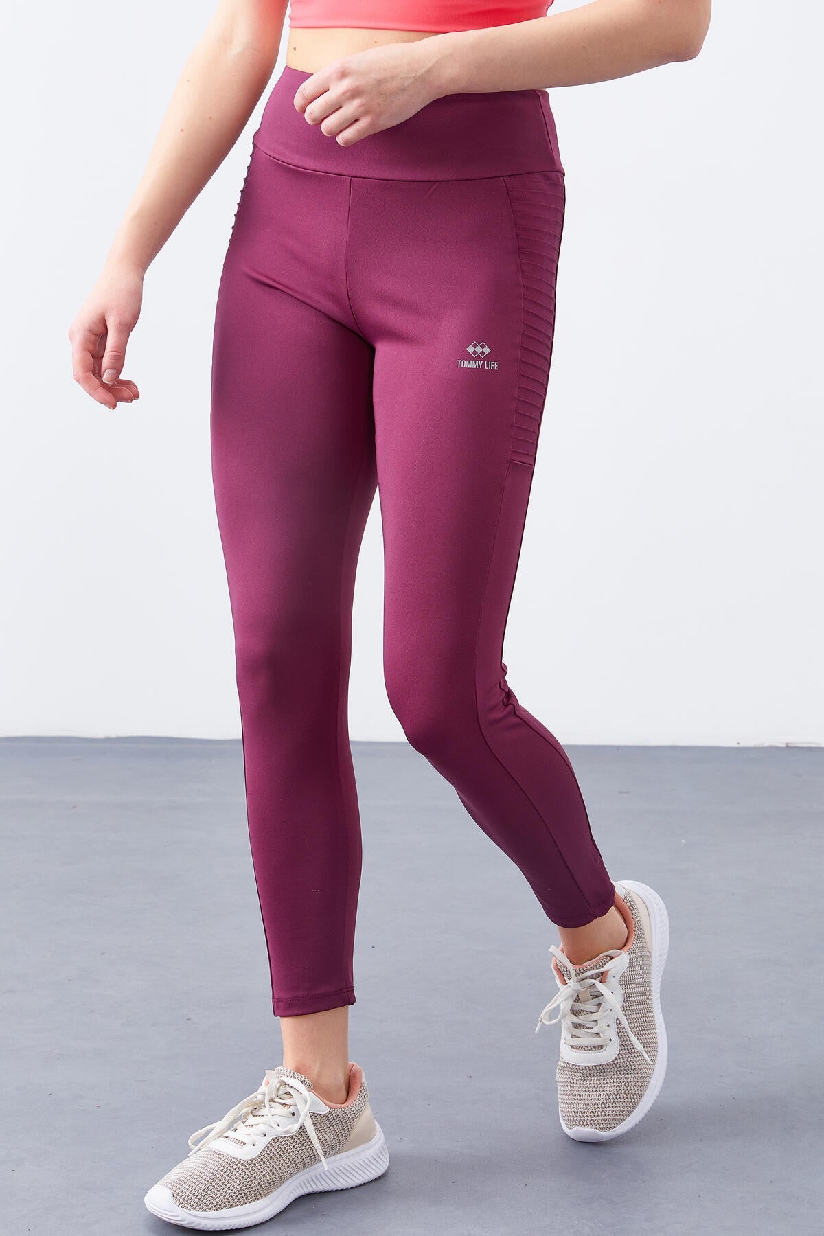 High Waist Wrap-up Slim Fit Tapered Leg Women's Tights - 94568
