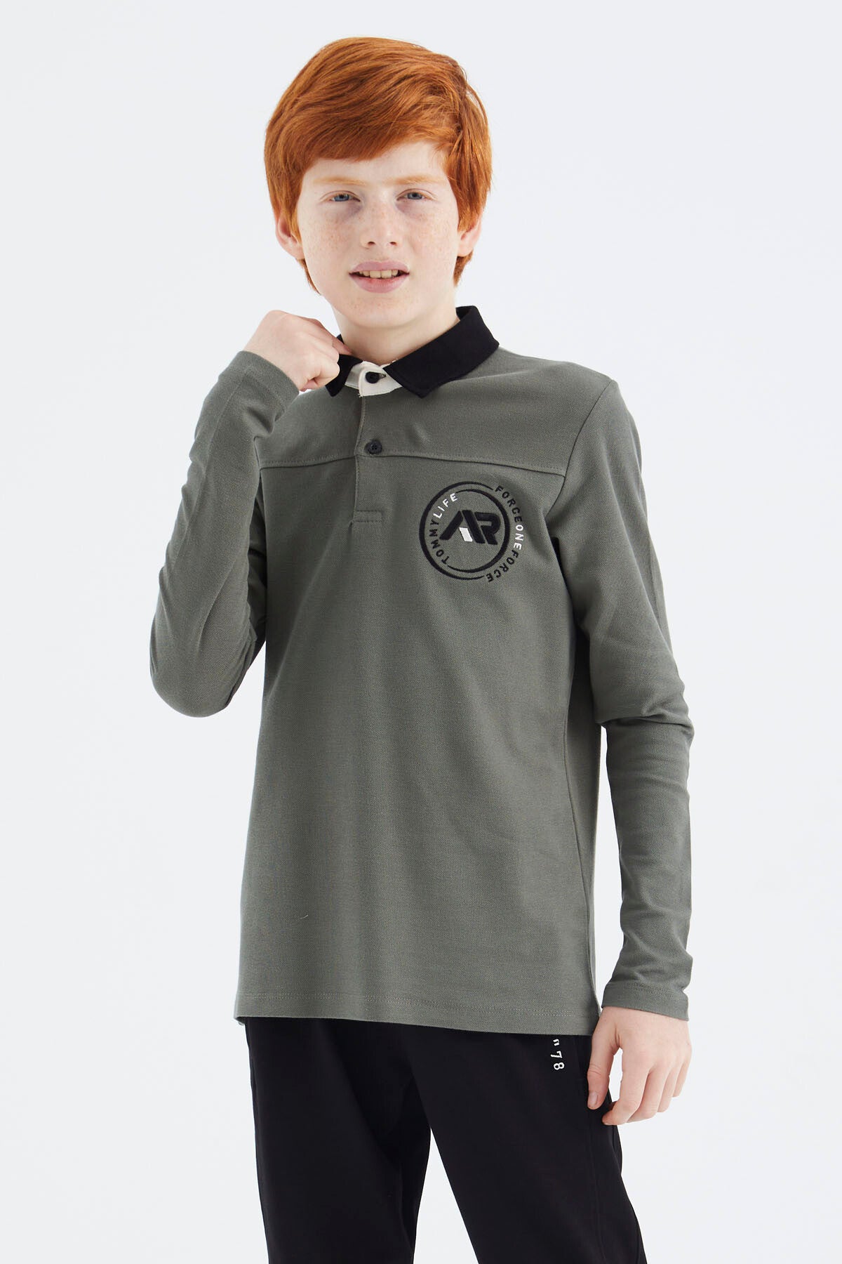 Khaki Polo Collar Boys' T-Shirt - 11172