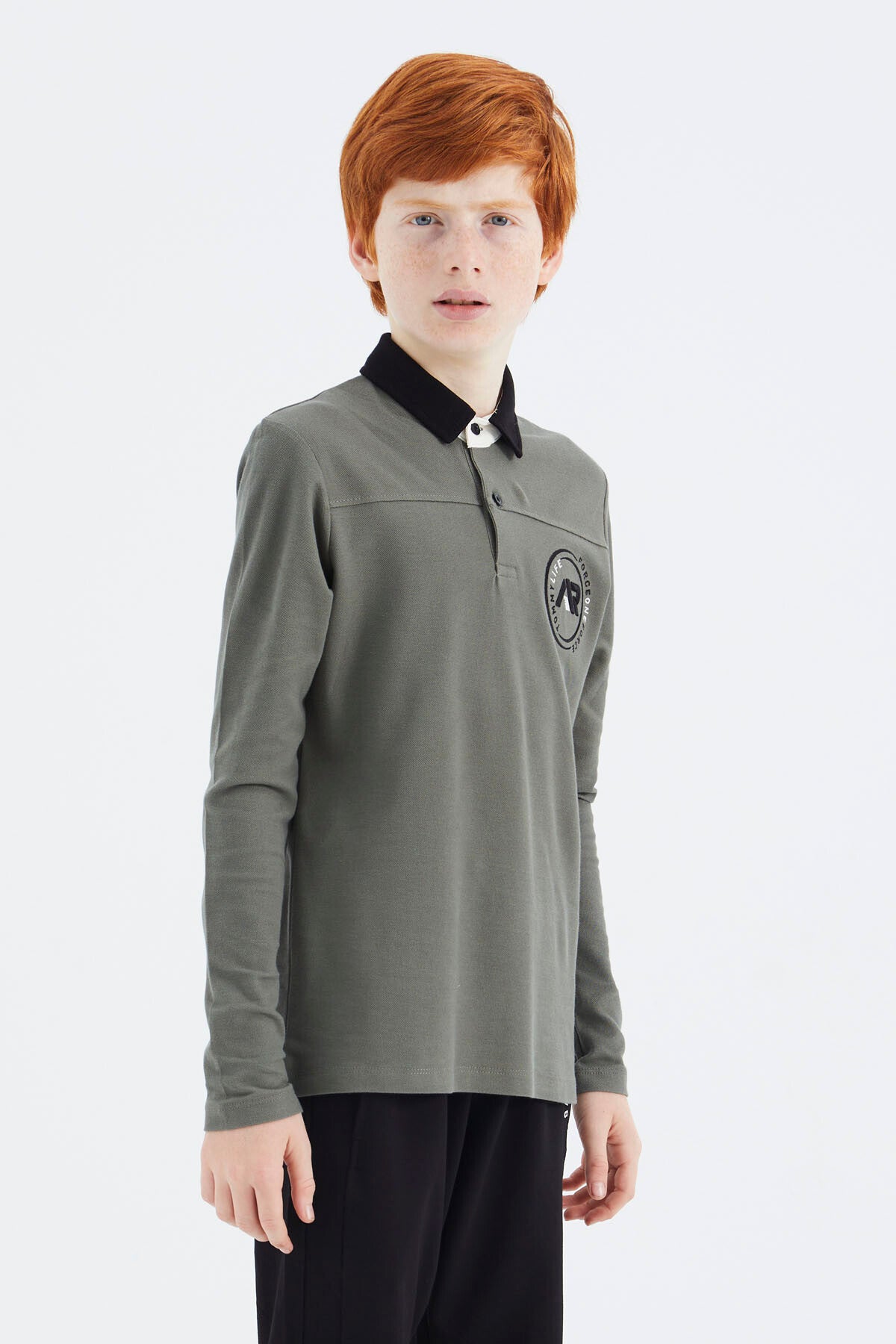 Khaki Polo Collar Boys' T-Shirt - 11172